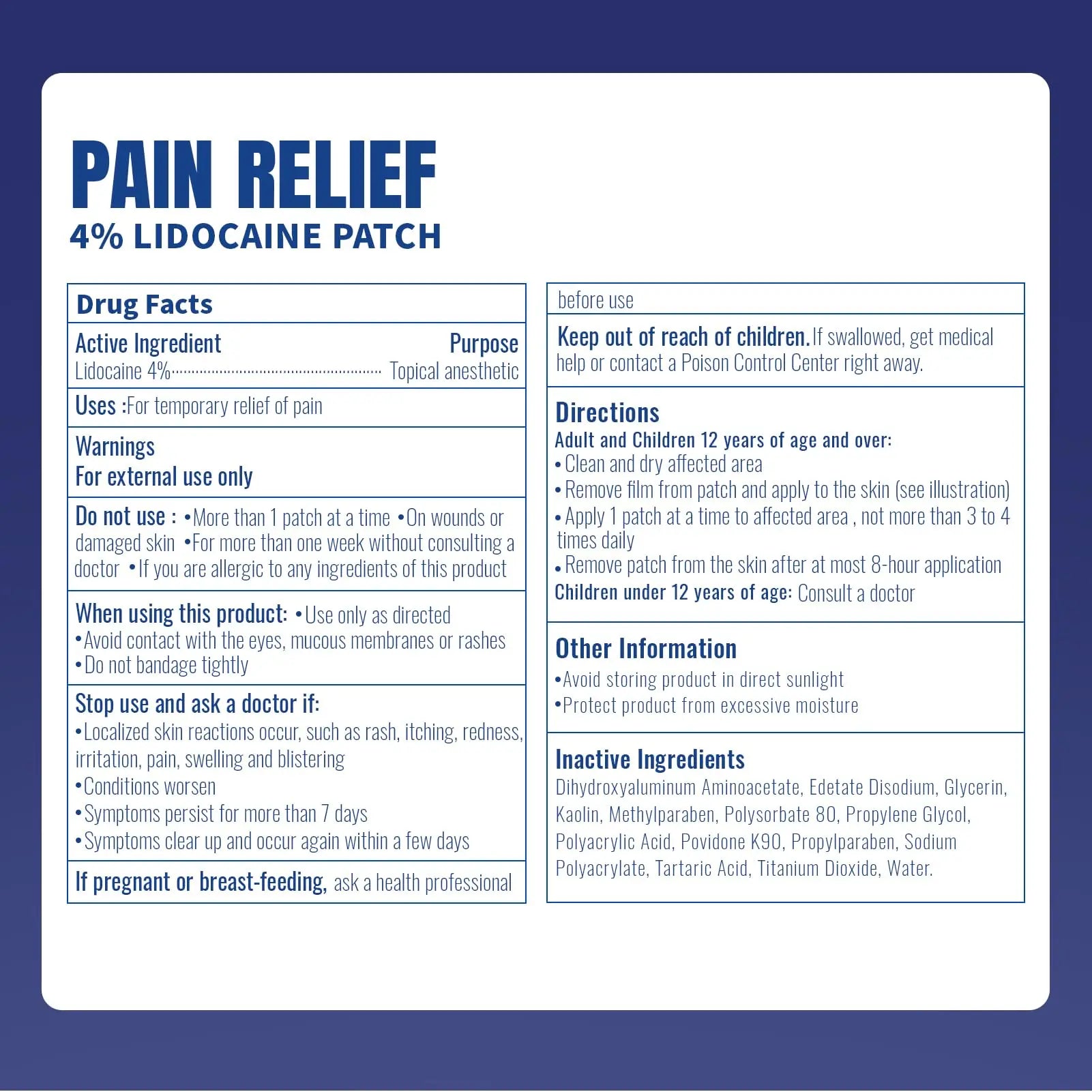 ZEEY 4% Lidocaine Pain Relief Patches, Maximum Strength OTC, for Back, Knee, Neck, Shoulders, Joints, Muscle Soreness, Fast Acting, Topical Anesthetic, Large Gel Patch, 5.5" x 3.94", 40Ct ZEEY uk supplements