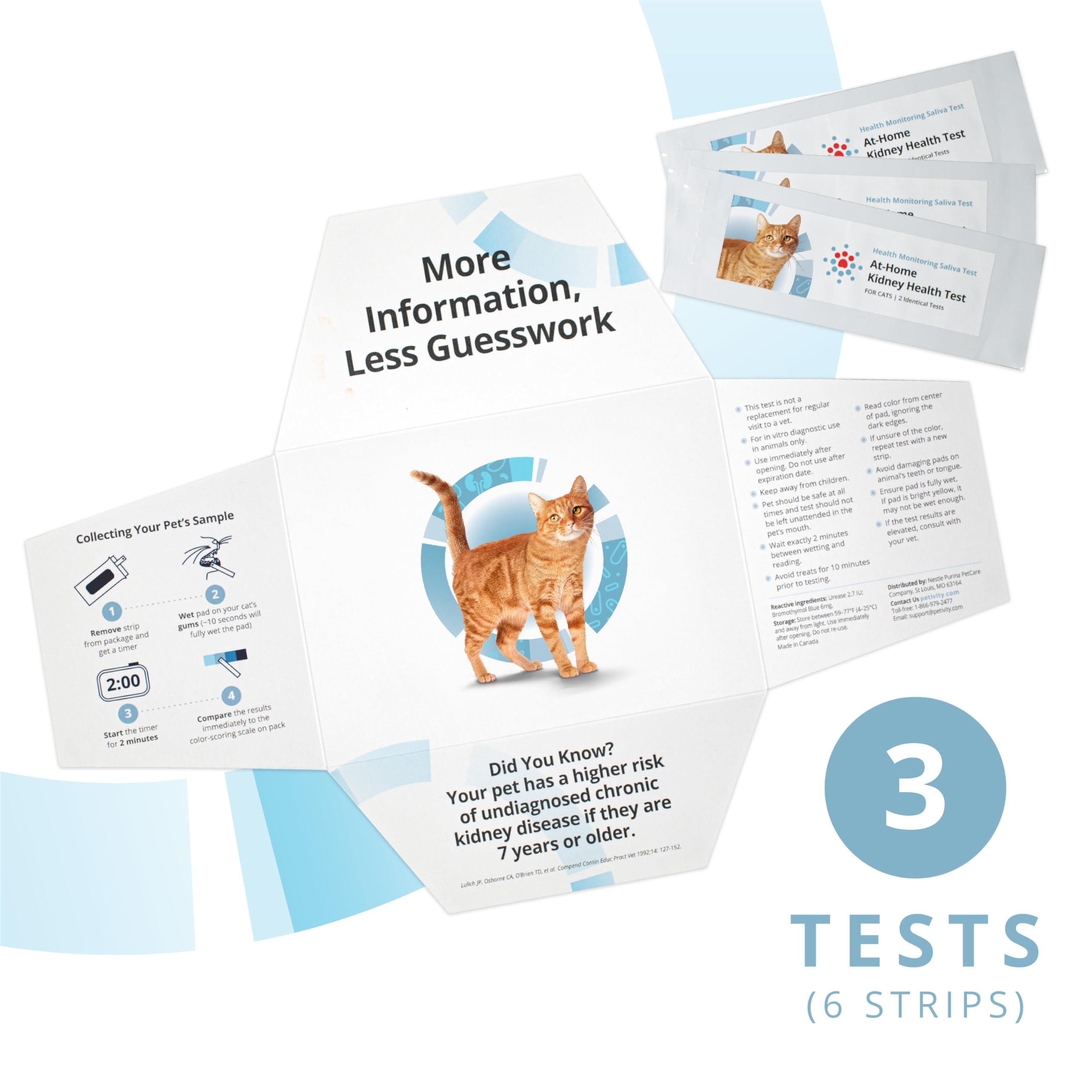 Petivity At-Home Kidney Health Test Kit for Cats — Quick Saliva Urea Test (2-Minute Home Check), Powered by Purina — Help Detect Early Kidney Changes - (Pack of 3) petivity uk supplements
