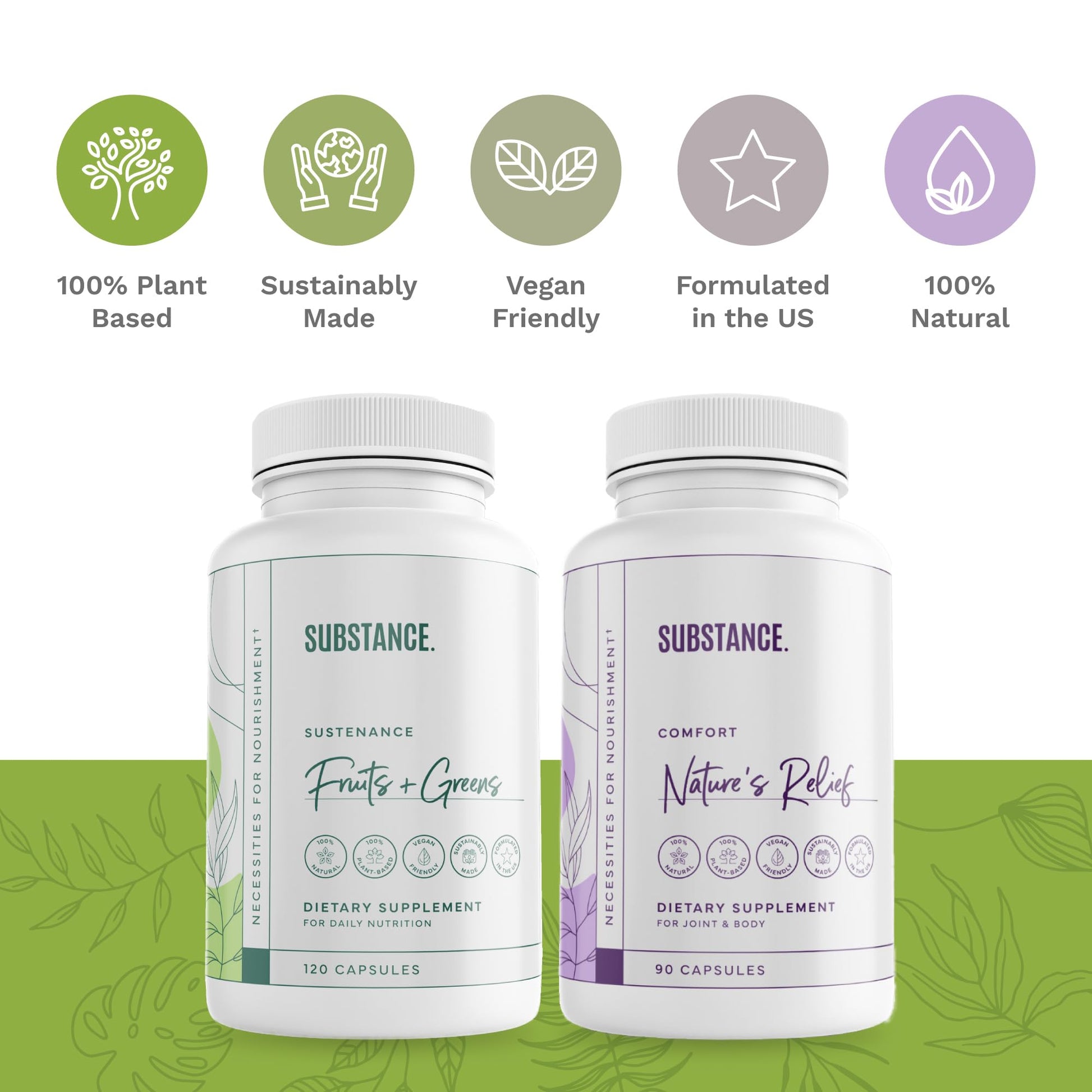 SUBSTANCE. - Ultimate Wellness Bundle | Daily Superfood Nutrition & Joint Support | Greens, Fruits & Veggies + Nature’s Relief | Boost Energy, Mental Clarity & Mobility | Vegan, Non-GMO (30 Servings) SUBSTANCE. uk supplements