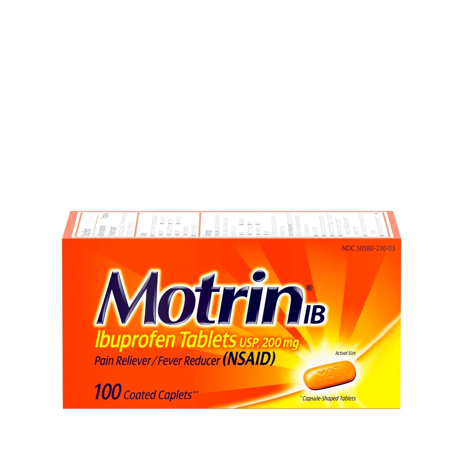 Motrin IB, Ibuprofen 200mg Tablets, NSAID Pain Reliever & Fever Reducer for Headache, Backache, Muscular Aches, & Menstrual Cramps, Over-The-Counter Pain Relief Medicine, 100 ct Motrin uk supplements