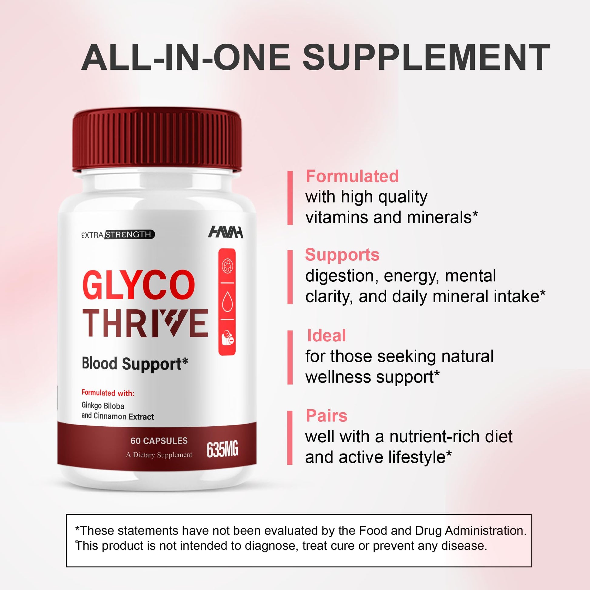 (2 Pack) Glyco Thrive Blood Support GlycoThrive Maximum Strength Capsules, Glyco Thrive Advanced Daily Multivitamin Health and Wellness Supplement, GlycoThrive Health Support Pills (120 Capsules) Havah uk supplements