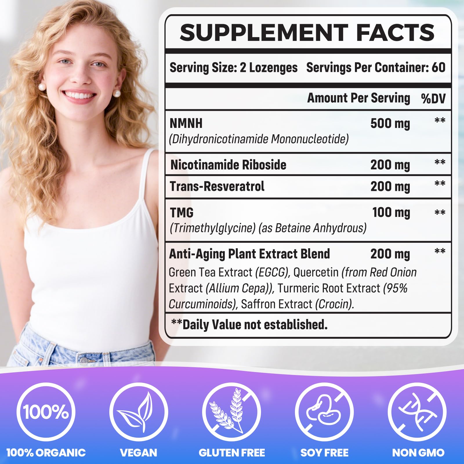 Wriayrui Sublingual NMNH (Dihydronicotinamide Mononucleotide), NMN Supplement Alternative, NAD+ Levels as We Age, Anti-Aging, Energy, NAD Resveratrol Supplement with w/NR, Resveratrol & TMG 120 Count Wriayrui uk supplements