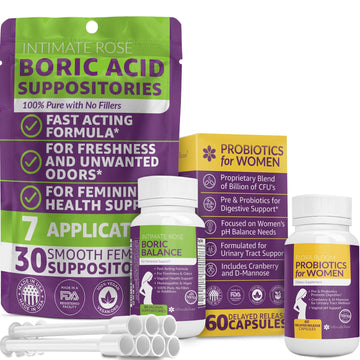 Intimate Rose Combo Pack! Flora Bloom Probiotics for Women (One Bottle) and Boric Balance Boric Acid Intimate Rose uk supplements