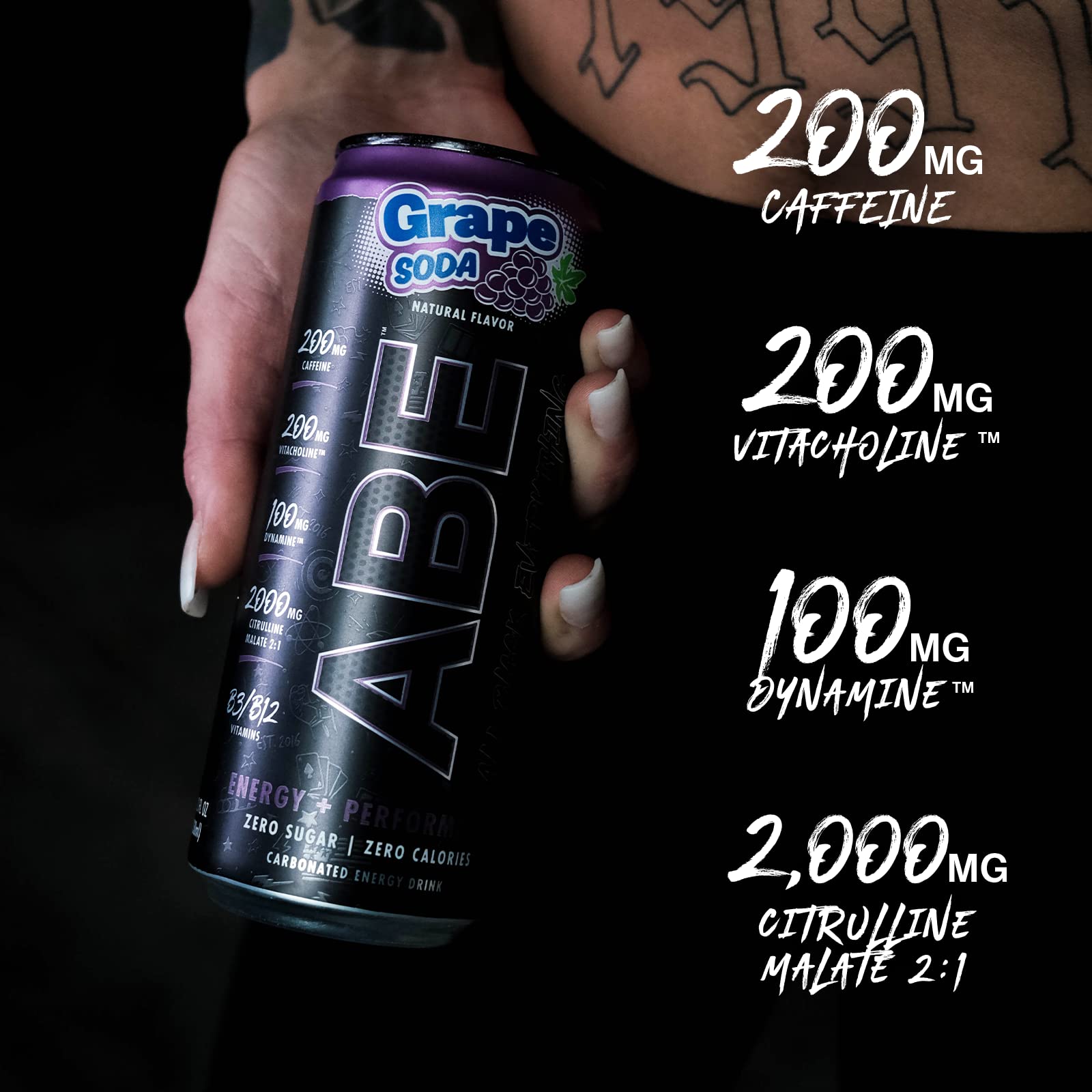 ABE Energy + Performance Sugar Free Energy Drink - All Black Everything Drink ABE all black everything uk supplements