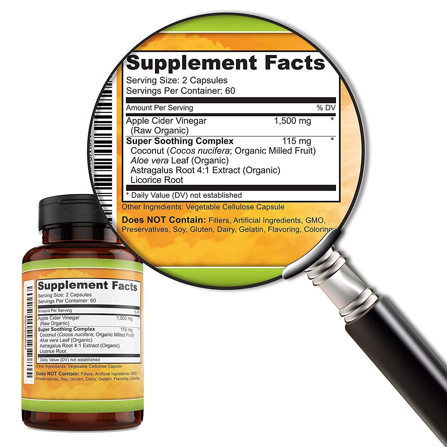 Apple Cider Vinegar 1500mg, 100% Organic, Pure & Raw - Healthy Digestion Key Nutrition uk supplements