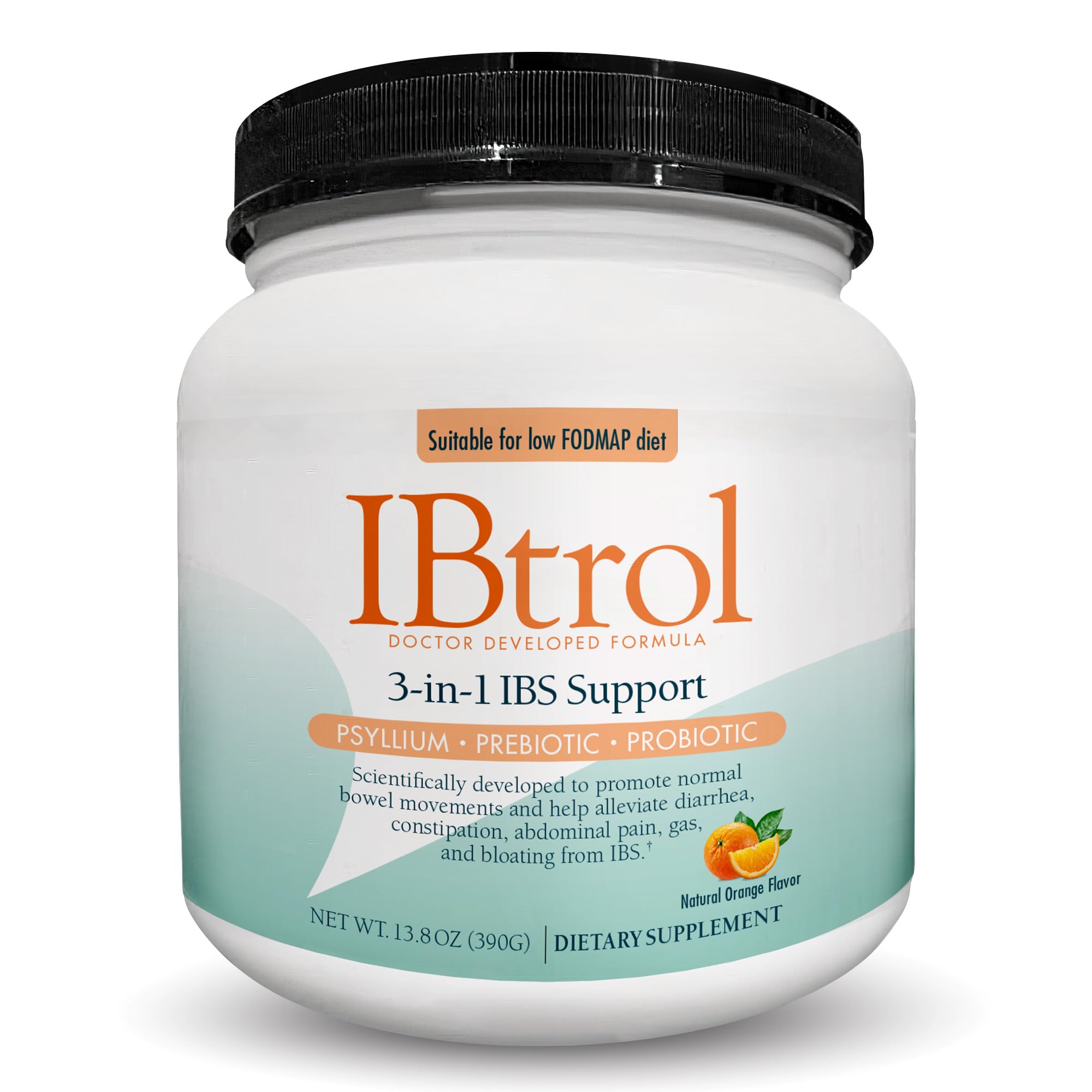 IBtrol® 3–in–1 IBS Gut Health Supplement with Psyllium, Prebiotic and Probiotics, Manages IBS Symptoms, Gas, Bloating, Diarrhea, Constipation, Abdominal Pain 60 Servings (Natural Orange Flavor) Medtrition uk supplements