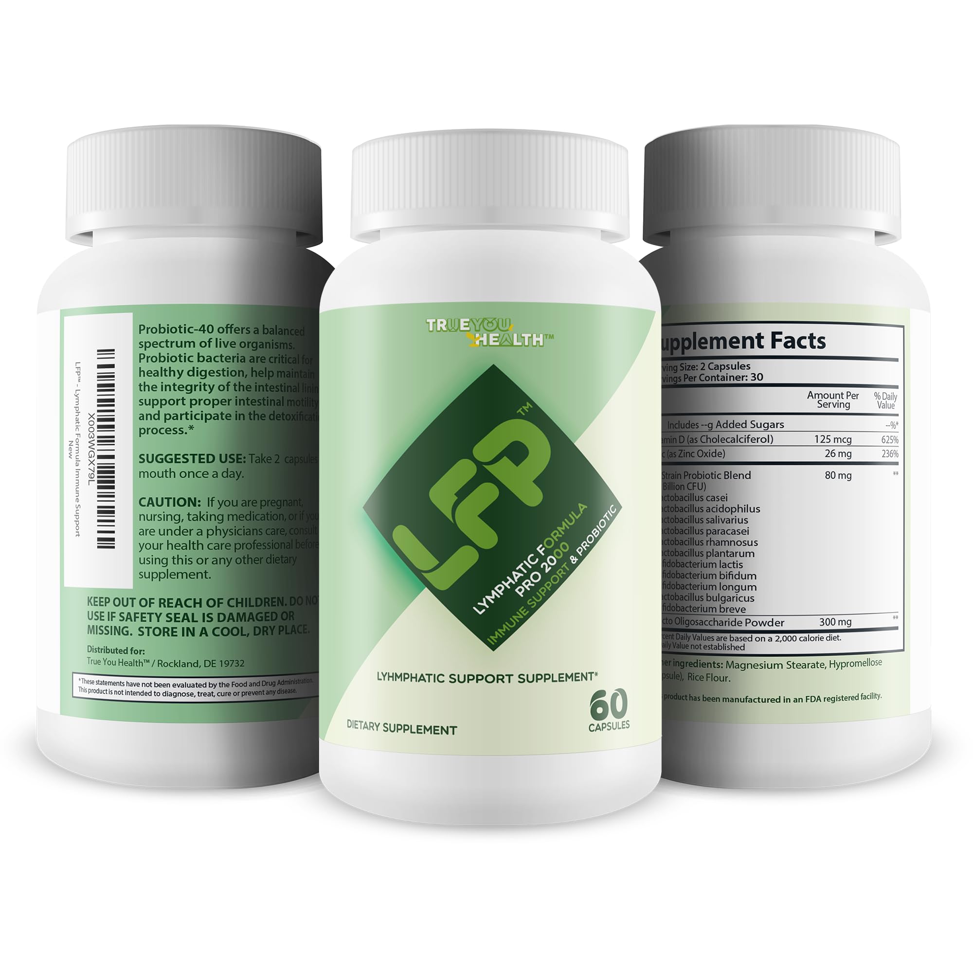 LFP - Lymphatic Formula Pro 2000 Immune Support & Probiotic - Lymphatic Support Supplement to Promote Healthy Immune System & Lymphatic Function - Aid Immune Response, Gut Health, & Overall Health True You Health uk supplements