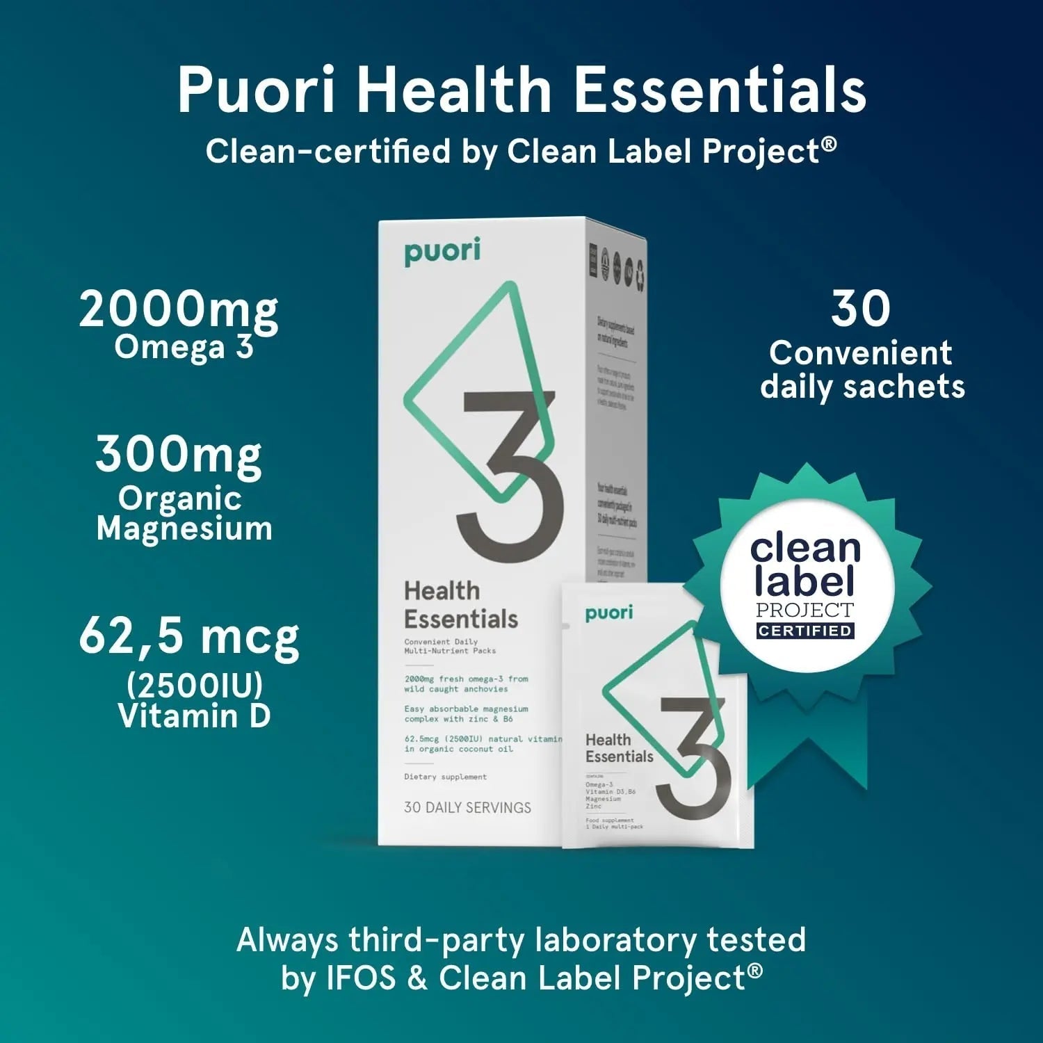 Puori P3 Health Essentials with Magnesium Zinc Complex, Omega 3 Fish Oil & Vitamin D3 Supplements - Men & Womens Daily Multi Puori uk supplements