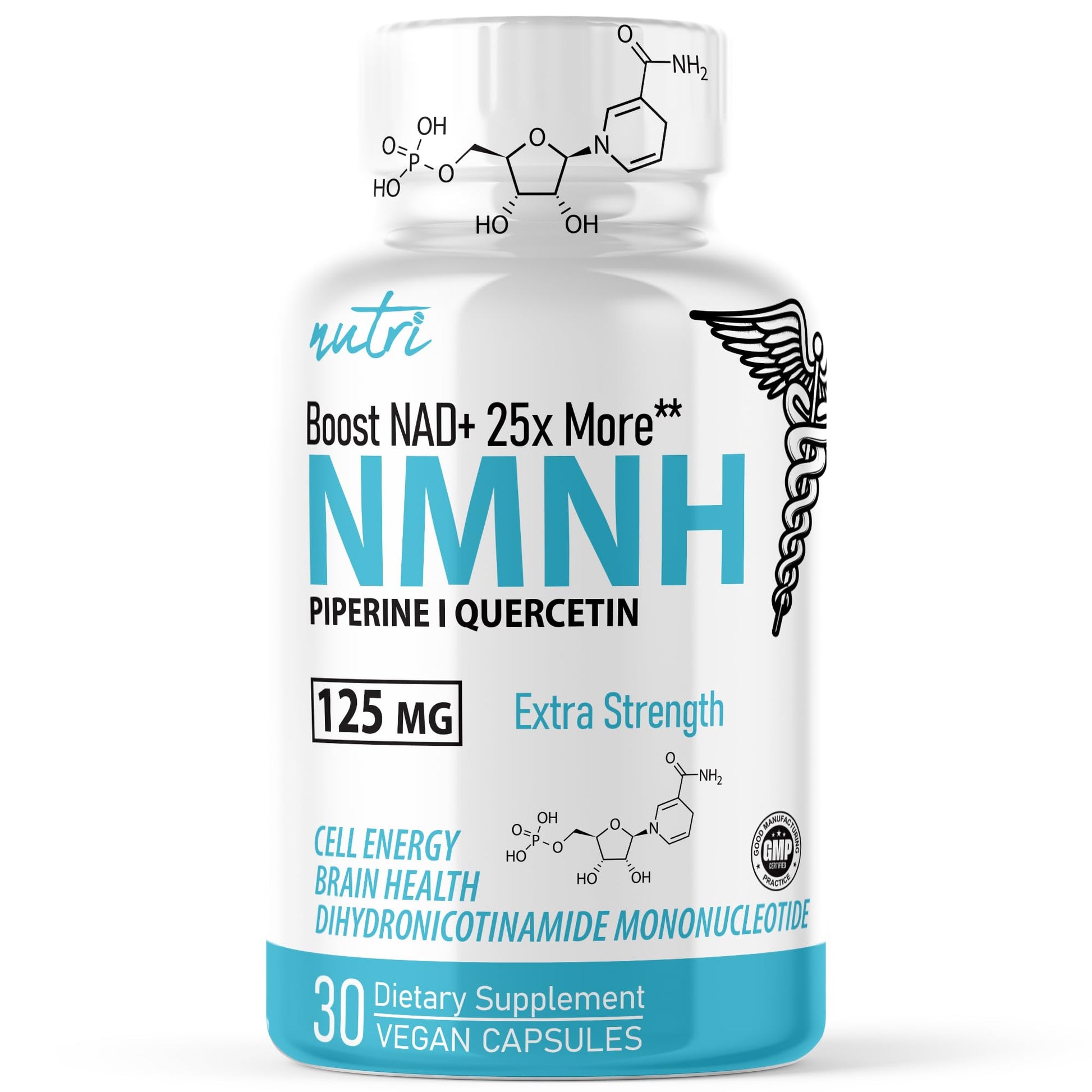 Nature's Fusions NMNH with Piperine & Quercetin - Boost NAD+ with Dihydronicotinamide Mononucleotide (30 Capsules) Nature's Fusions uk supplements