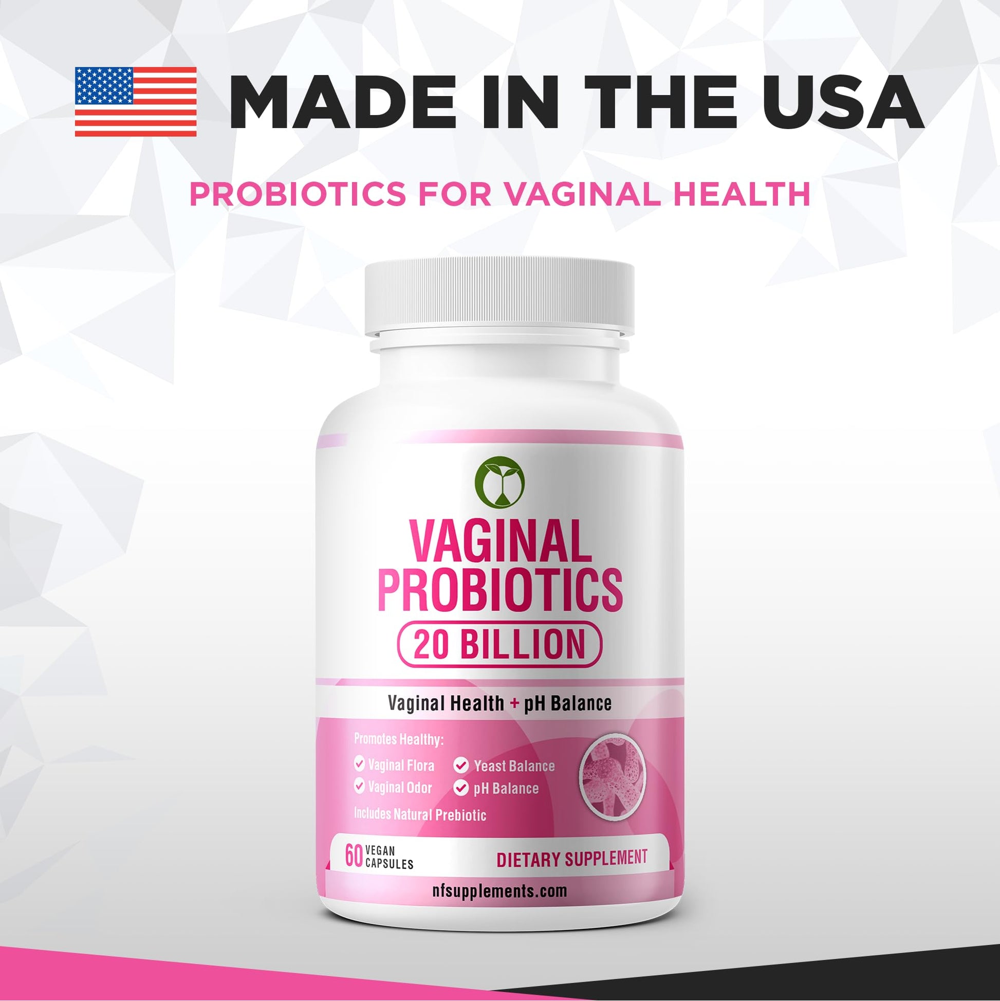 Vaginal Probiotics for Womens Health 20 Billion CFU | PH Balance & Vaginigal Odor Support 60 Capsules Natural Foundation Supplements uk supplements