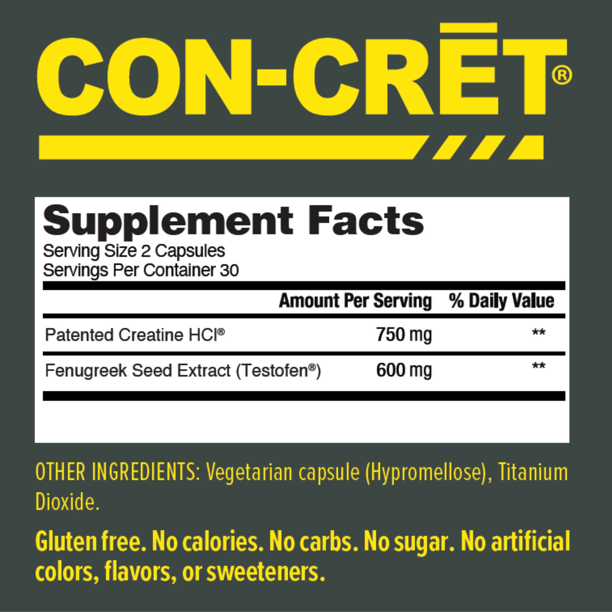 CON-CRET®+ Test, CON-CRET® Patented Creatine HCl Now with Testofen®, Boost Testosterone Levels, 60 Capsules CON-CRET uk supplements