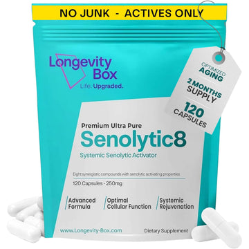 Senolytic Anti-Aging Supplement | Fisetin, Quercetin,NAC, Gamma Tocotrienols | 8-in-1 Cellular Regeneration & Longevity Formula | Boost Energy, Mental Clarity & Healthspan | 120 Vegan Capsules Longevity Box uk supplements