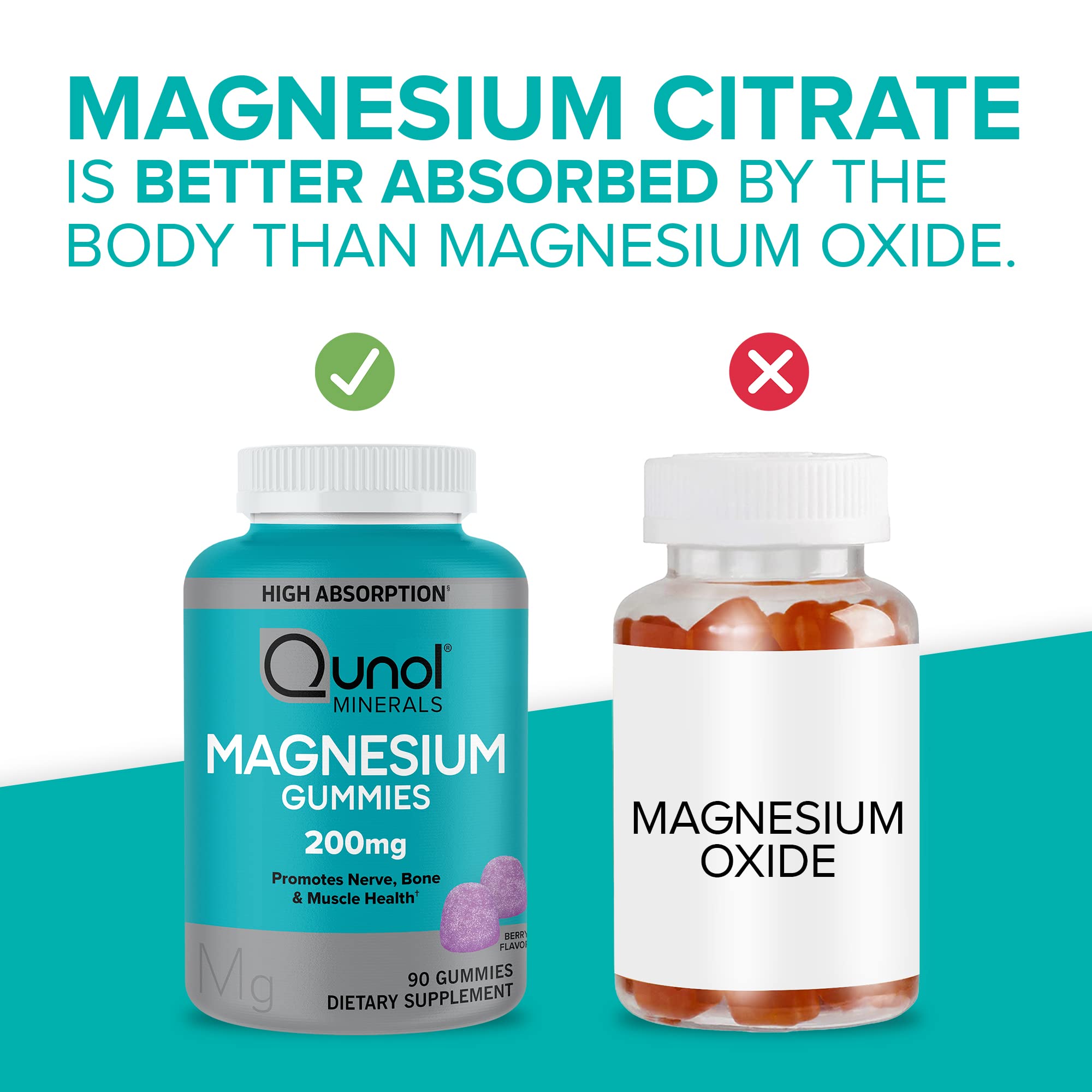 Qunol Magnesium Gummies for Adults, 200mg Elemental Magnesium (from 1,750mg Magnesium Citrate), High Absorption Magnesium Supplement, Supports Nerve, Bone and Muscle Health, Vegetarian, 90 Count Qunol uk supplements