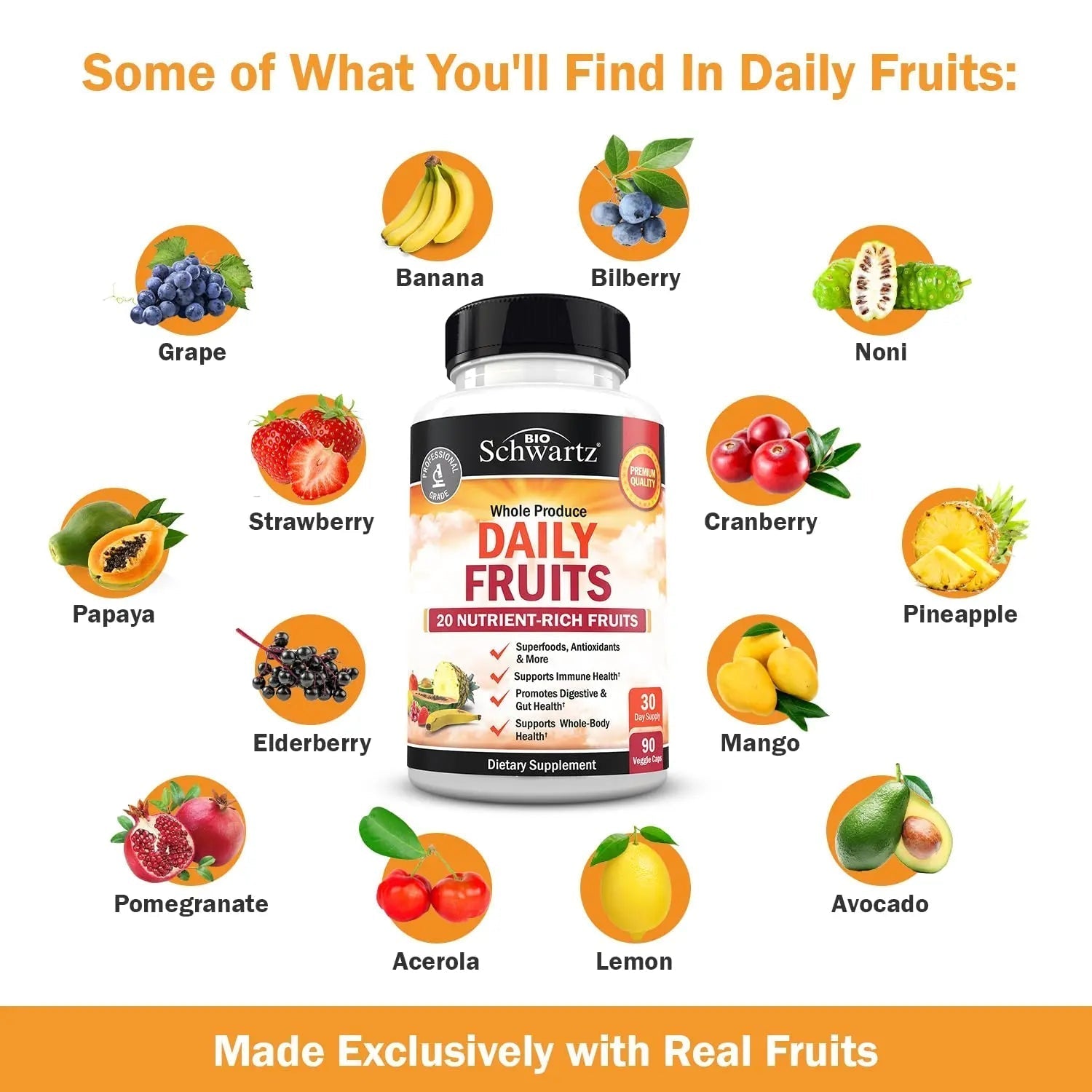 BioSchwartz Daily Fruits and Veggies Supplement for Women and Men (1 Month Supply) Plus Daily Multivitamin BioSchwartz uk supplements