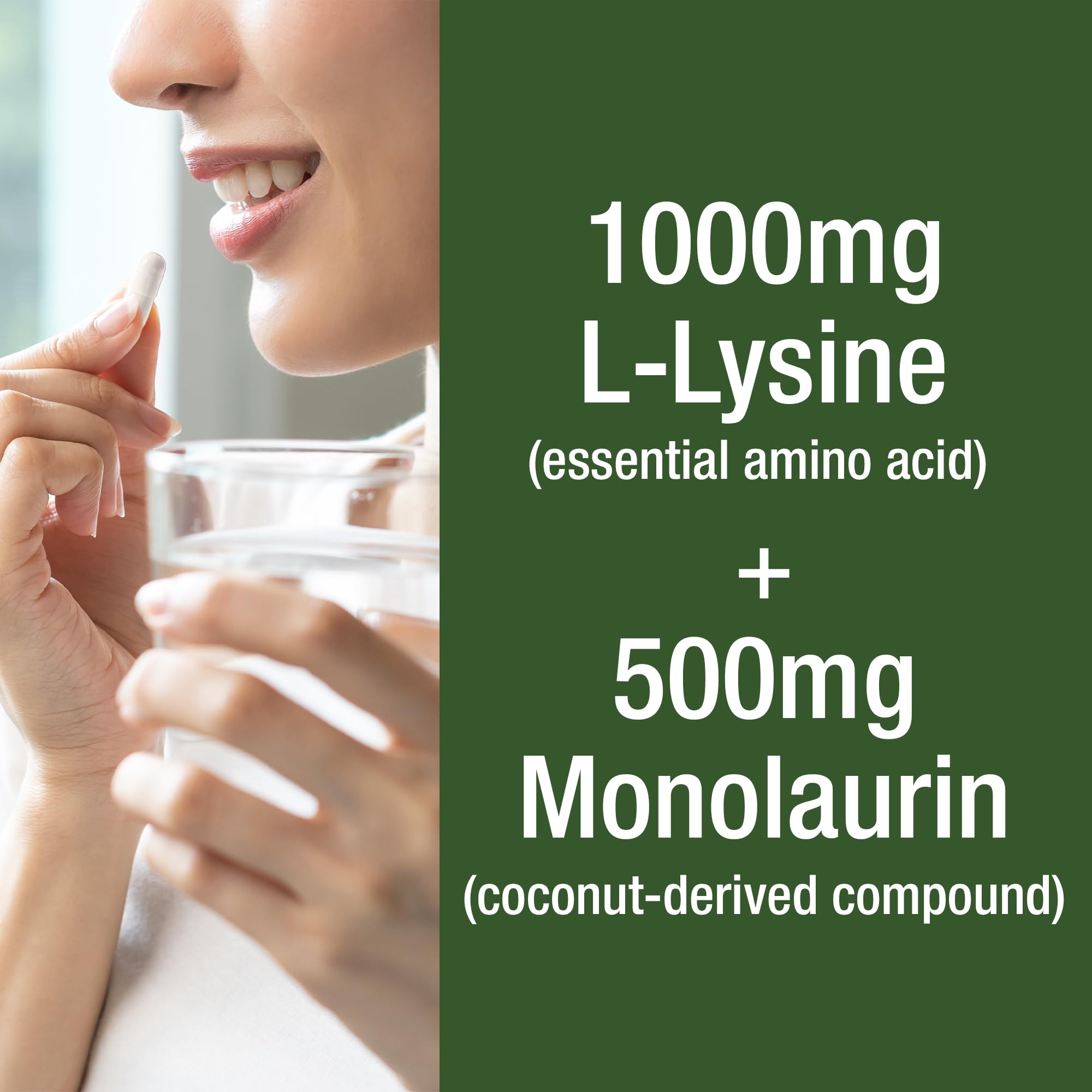 Peak Performance L Lysine 1000mg + Monolaurin 500mg Supplement for Immune Support - High Potency L-Lysine for Lips, Skin, & Health - 2-in-1 Bioavailable Supplements for Men and Women - 60 Capsules Peak Performance uk supplements
