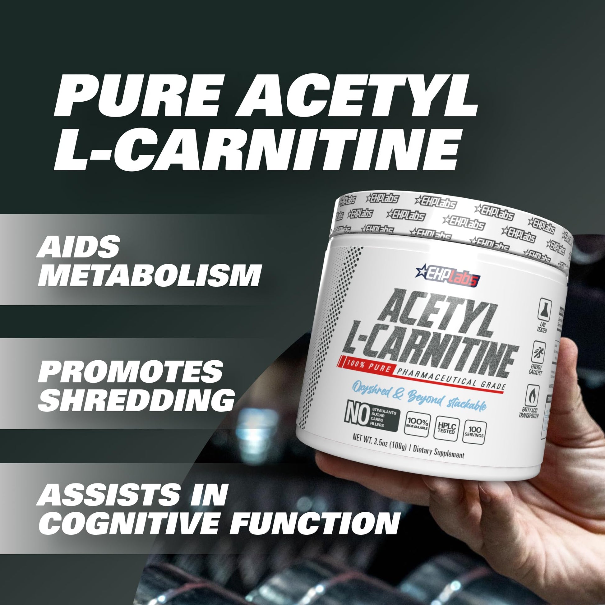 EHP Labs Acetyl L Carnitine Powder, Supports Natural Energy Production, Supports Metabolism EHP Labs uk supplements