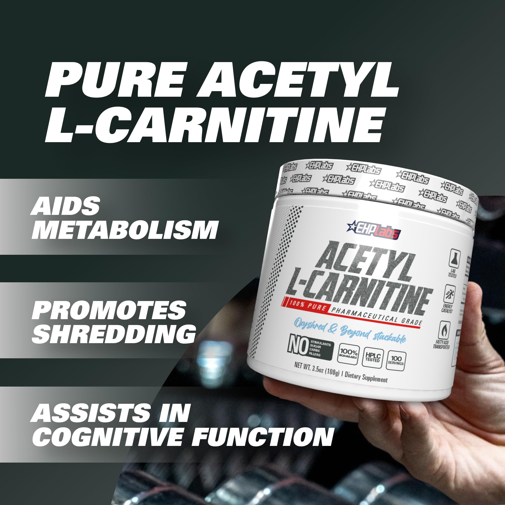EHP Labs Acetyl L Carnitine Powder, Supports Natural Energy Production, Supports Metabolism EHP Labs uk supplements