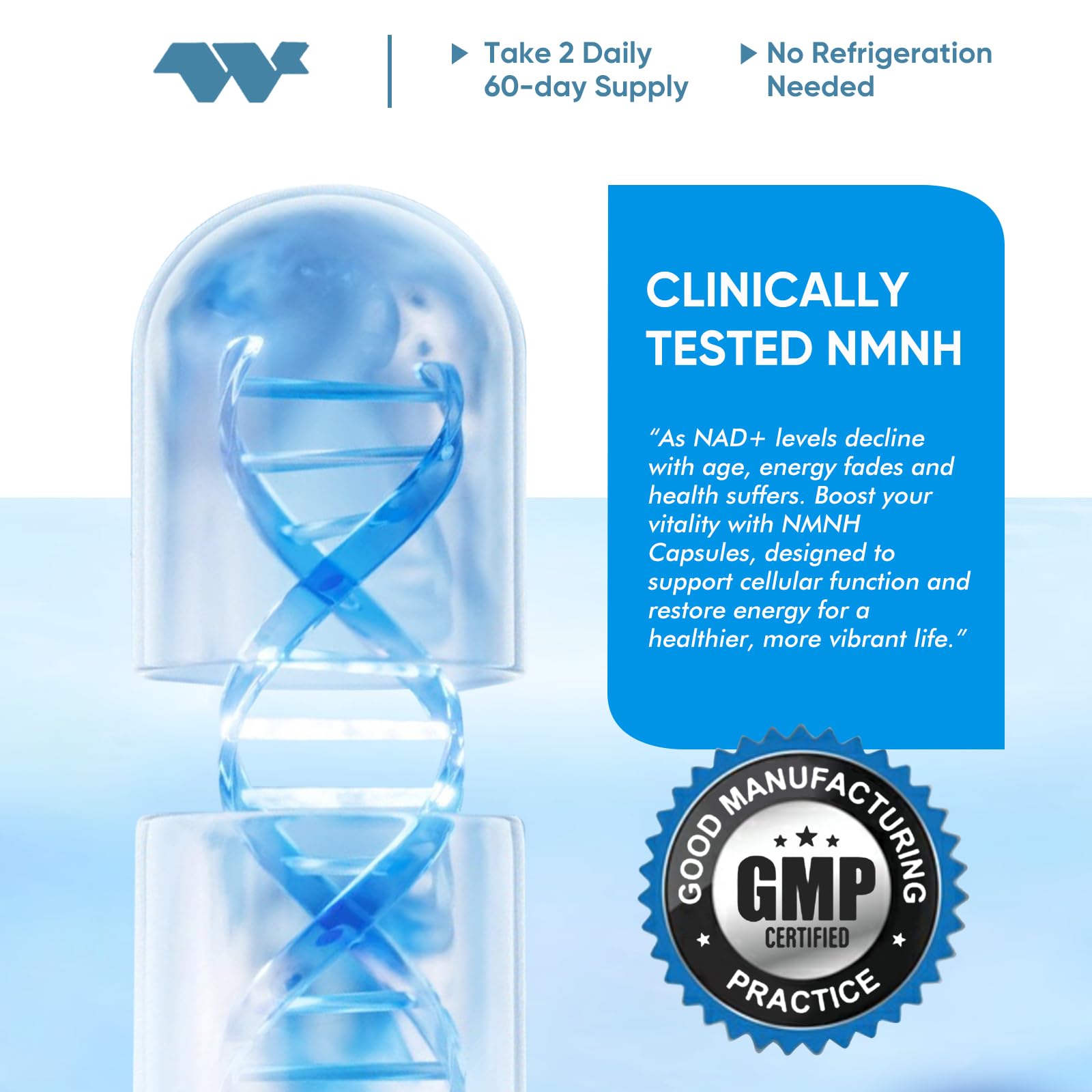 WONERPRO NMNH (NMN Supplement Alternative)，1000mg Per Serving NAD Supplement to Boost NAD+ Levels as We Age, for Anti Aging, Energy, Focus - 120 Capsule WONERPRO uk supplements