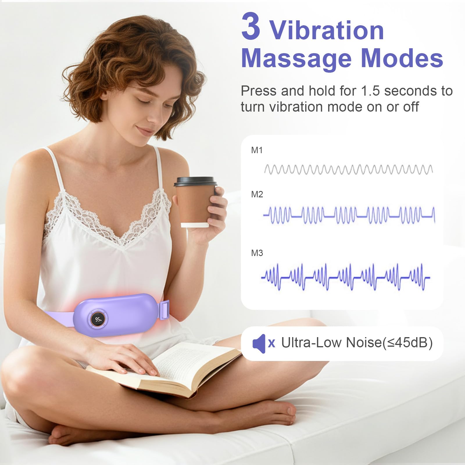 Heating Pad for Period Cramps, 3 Heat Levels and 3 Massage Modes, Portable Heating Pad for Menstrual Cramps Relief, Electric Heat Belt, Christmas Gifts for Women and Girl Stocking Stuffers(Purple) SZO uk supplements