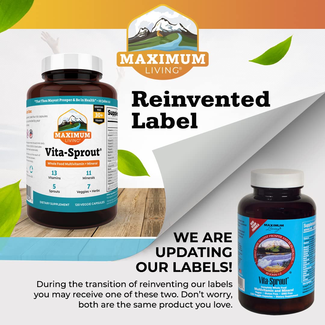 Maximum Living - Vita-Sprout Whole-Food Multivitamin & Phytonutrient Blend - 120 Capsules Maximum Living uk supplements