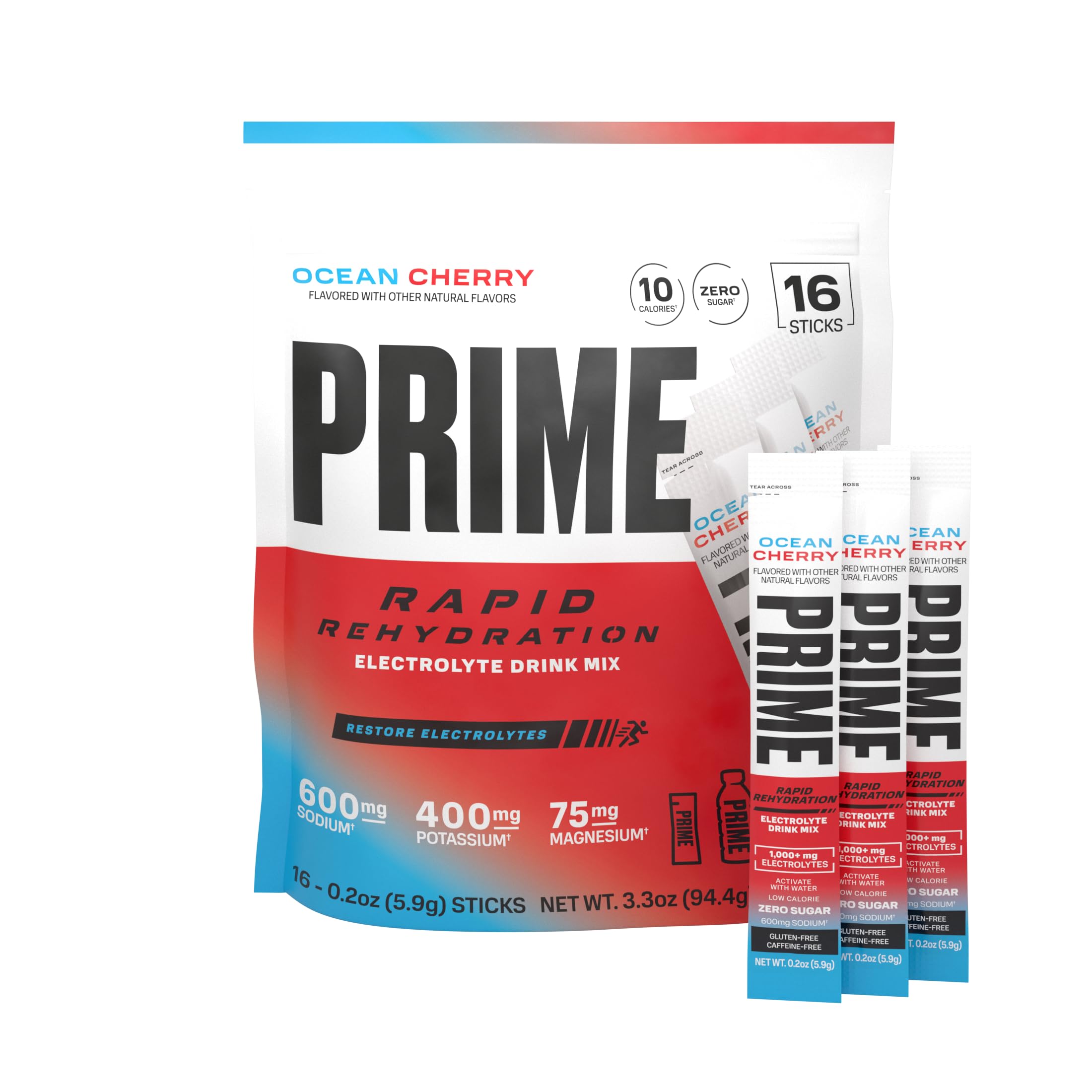 Prime Rapid Rehydration Electrolyte Powder Sticks, Ocean Cherry, Sugar Free Hydration Drink Mix with Sodium, Potassium, Magnesium & B Vitamins PRIME HYDRATION uk supplements