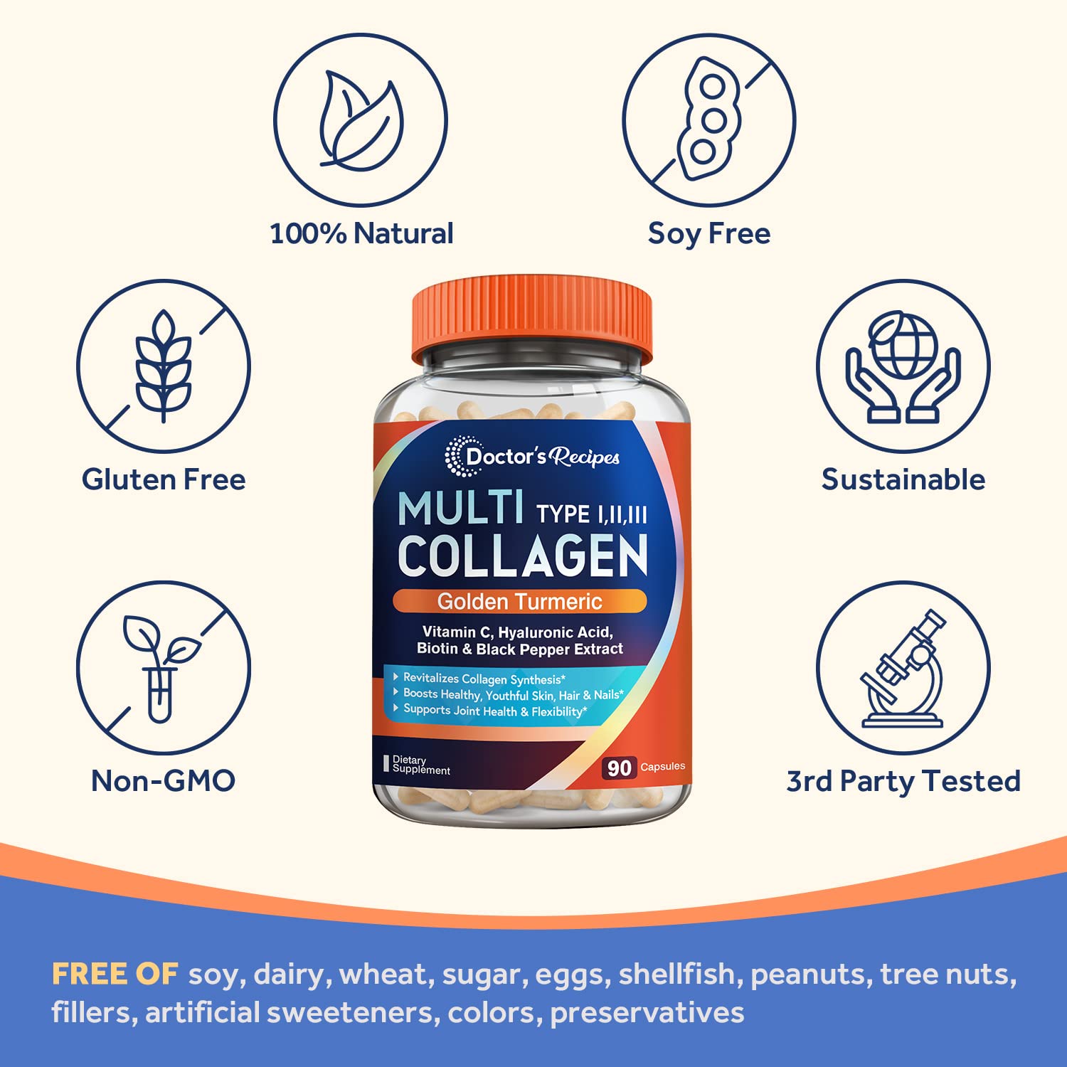 Doctor's Recipes Multi Collagen Complex with Golden Turmeric, Vitamin C, Biotin, Hyaluronic Doctor's Recipes uk supplements