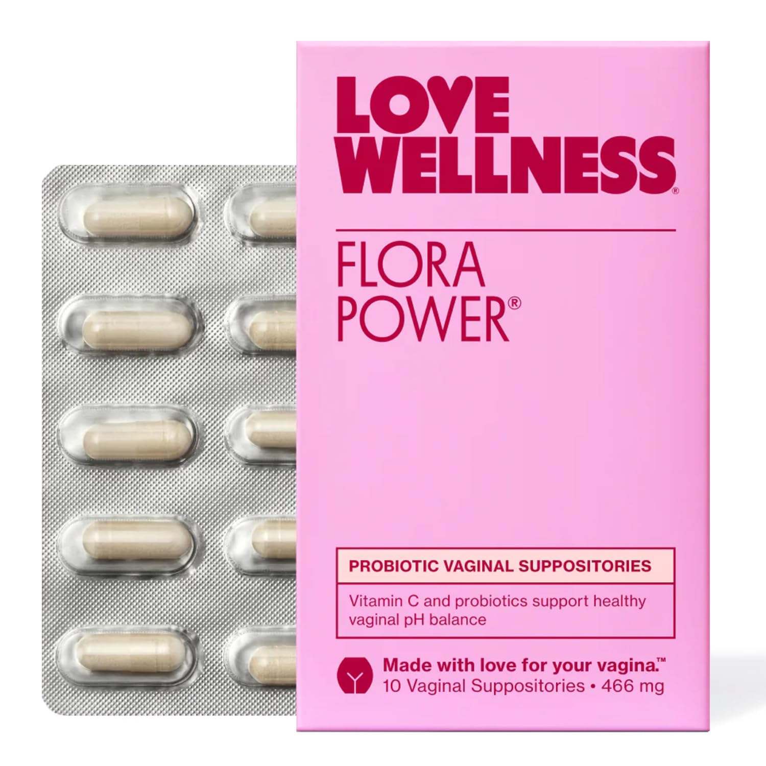 Love Wellness Flora Power | Vaginal Probiotic Suppositories with Vitamin C | Supports pH Balance & Vaginal Health | Fragrance-Free, Non-GMO & Paraben-Free | 10 Count Love Wellness uk supplements