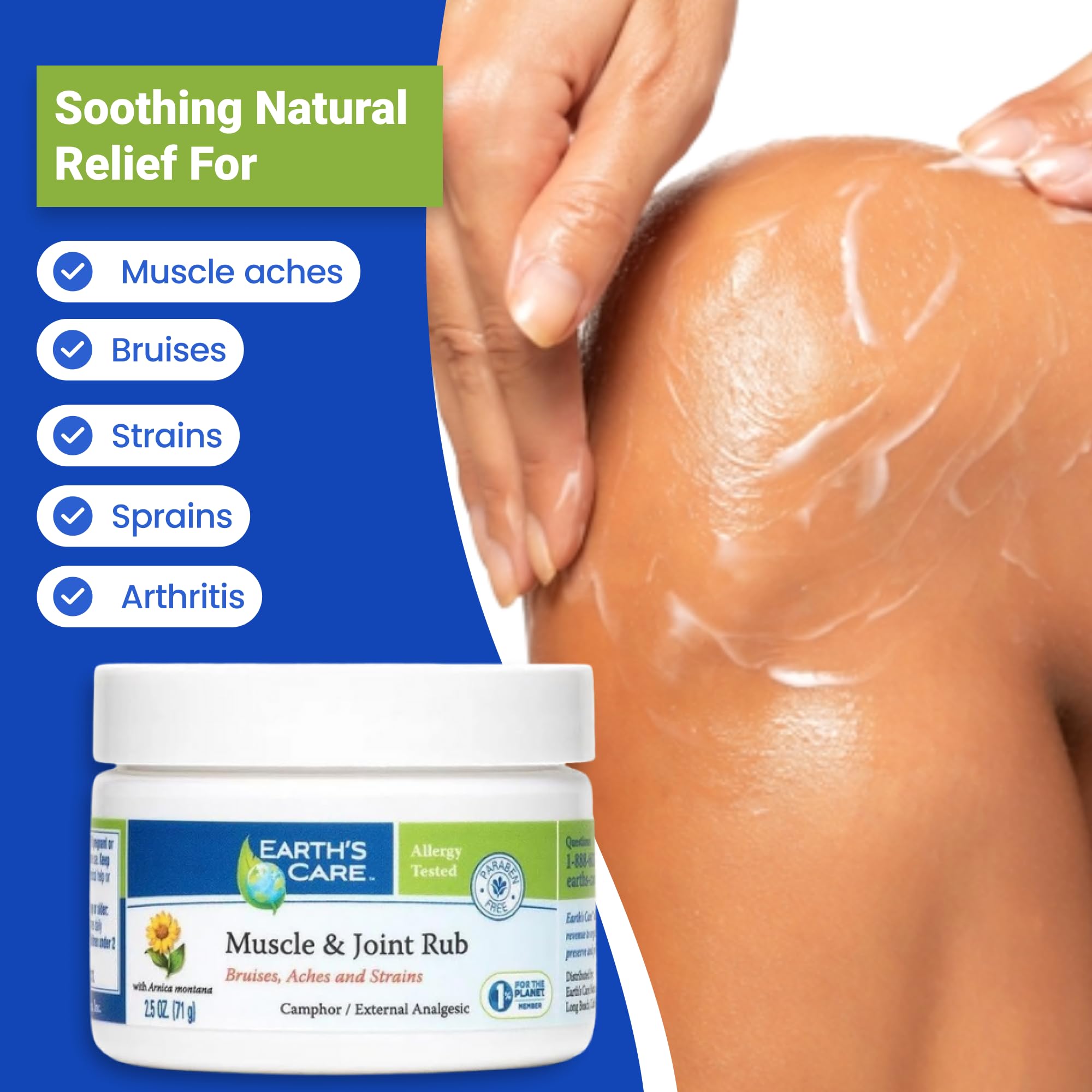 Earth's Care Muscle & Joint Rub - for Sore Muscles, Bruises, Aches and Strains - 2.5 OZ. Earth's Care uk supplements