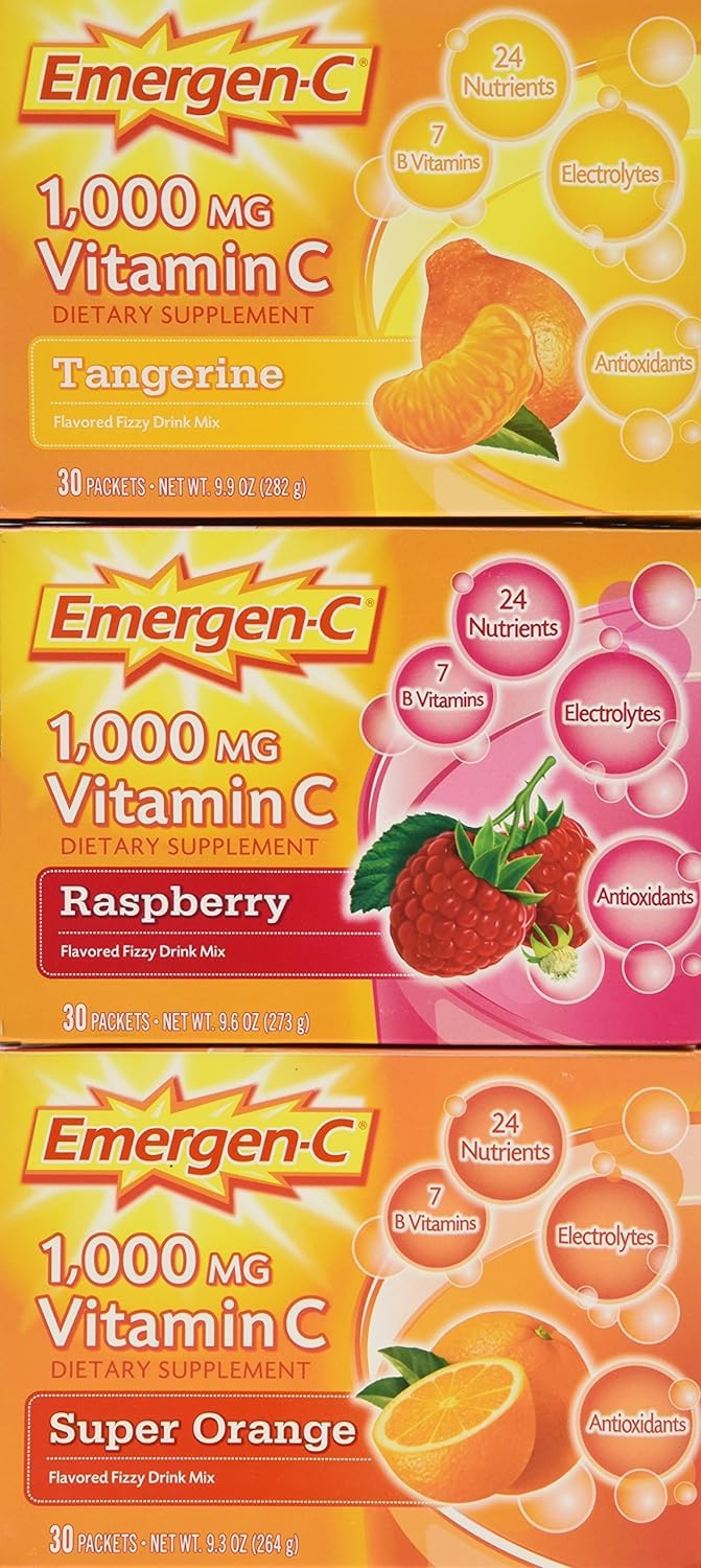 Emergen-C 1,000 mg Vitamin C Dietary Supplement Drink Mix, Super Orange/Raspberry Emergen-C uk supplements