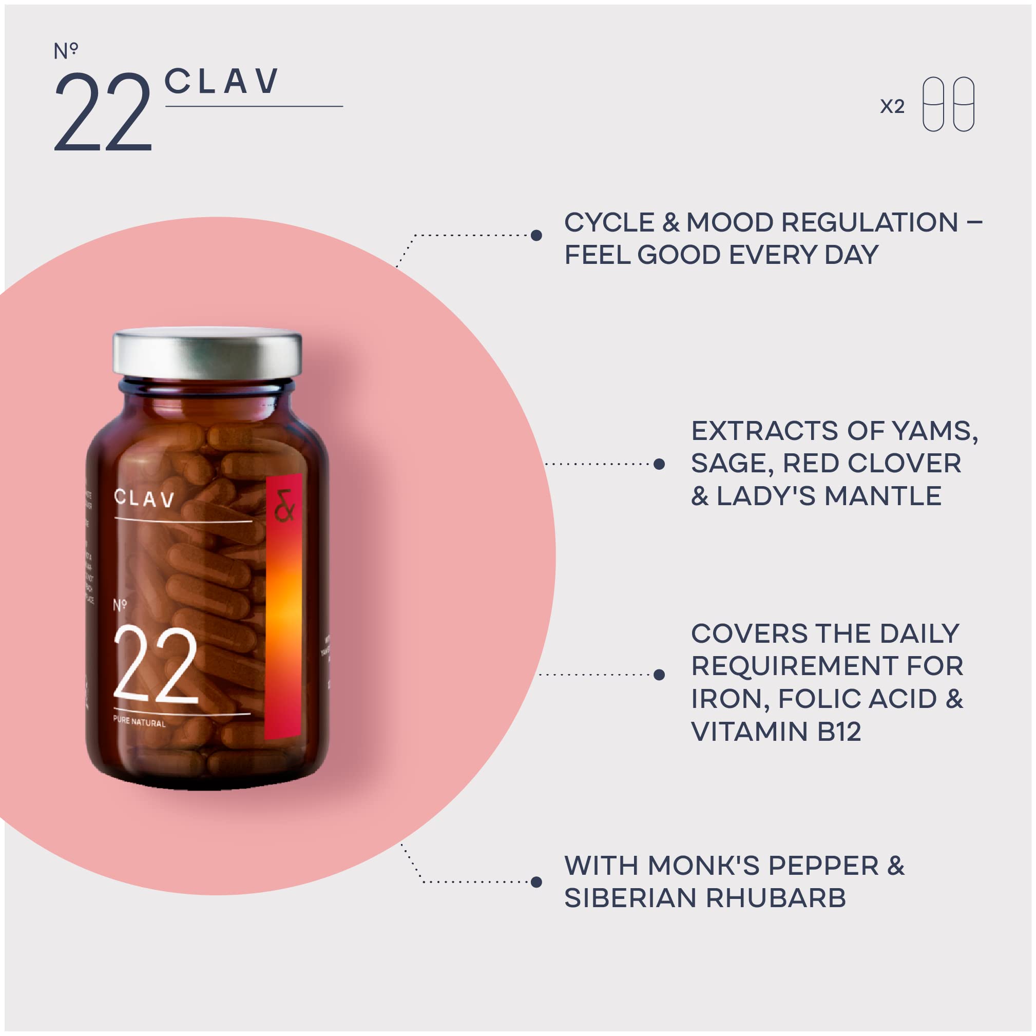 CLAV® Natural Hormone Balance for Women - PMS Relief with Siberian Rhubarb, Wild Yam & Vitex Berry - Vegan Menstrual Regulator Supplement - 120 Capsules CLAV uk supplements