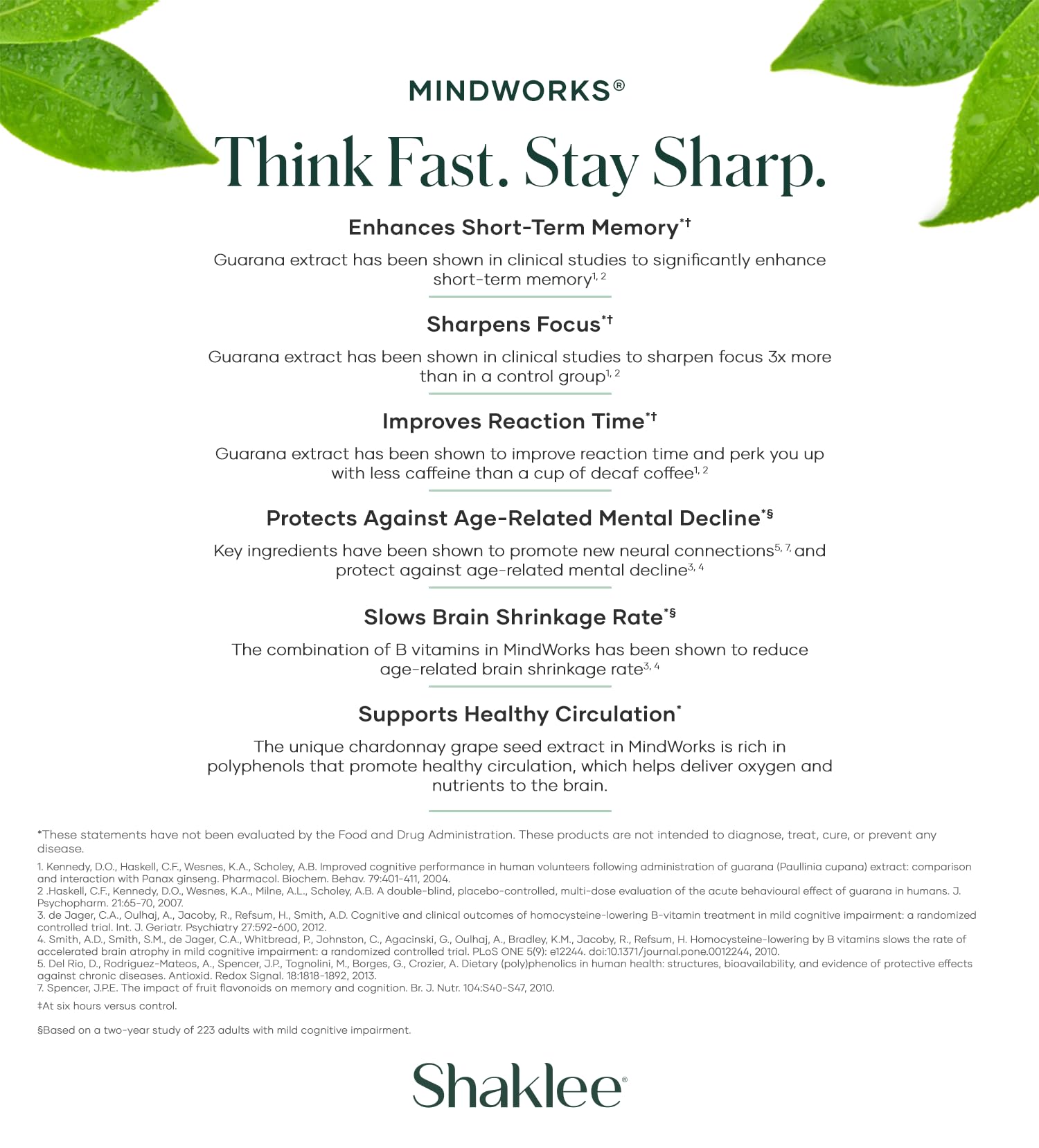 Shaklee MindWorks® - Brain Health Supplement for Brain Sharpness & Focus - Supported Nutrients & Extracts - Chardonnay Grape Seed Polyphenols, Guarana Extract, Vitamins B6, B12, Folate - 30 Tablets Shaklee uk supplements