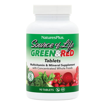 NaturesPlus Source of Life Green & Red Multivitamin - 90 Tablets - with Concentrated Whole Foods - Vegetarian, Gluten Free - 30 Servings NaturesPlus uk supplements