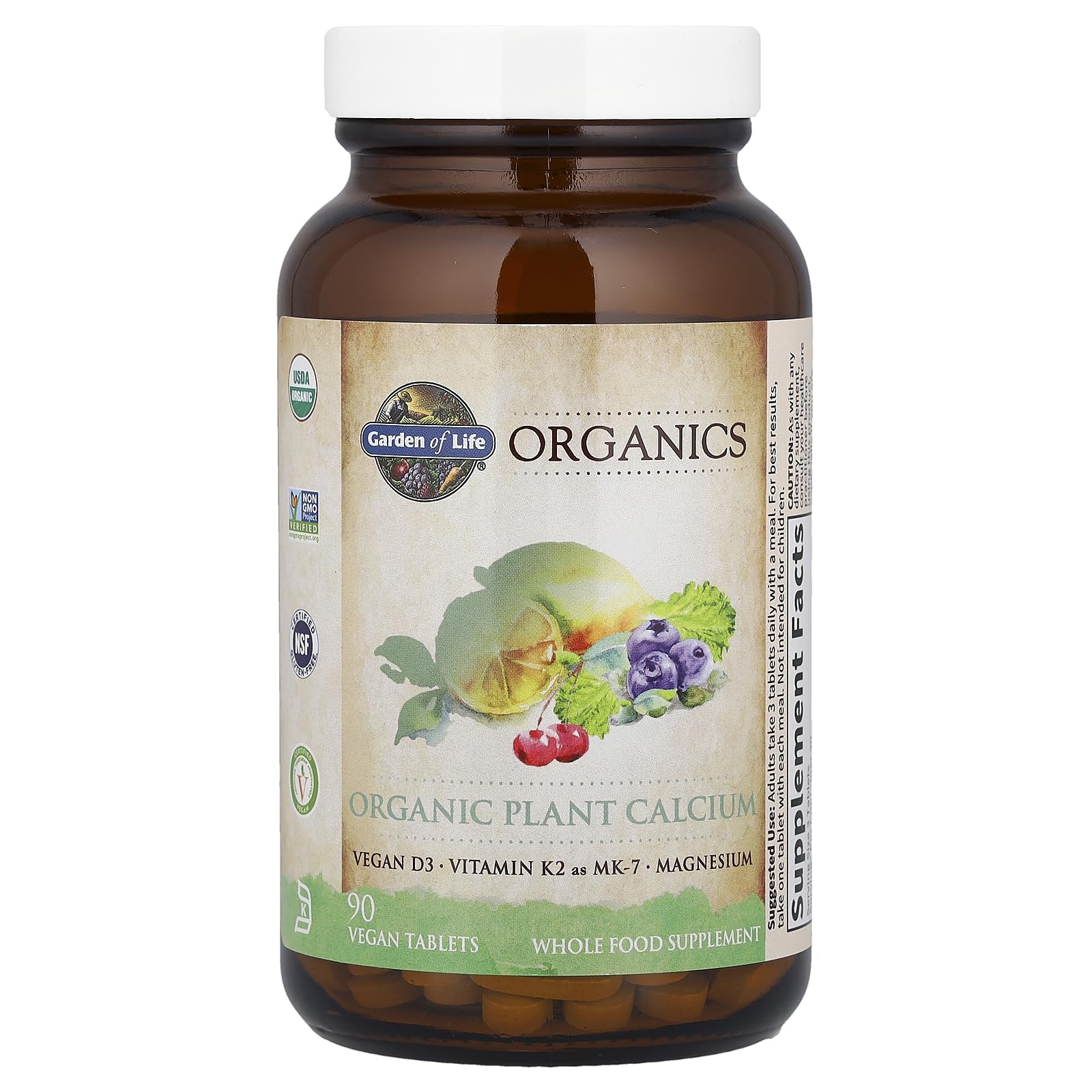 Garden of Life Calcium Supplement with Magnesium & Organic Vitamin D3 K2, Made from Whole Foods, Gluten-Free, 90 Count Garden of Life uk supplements