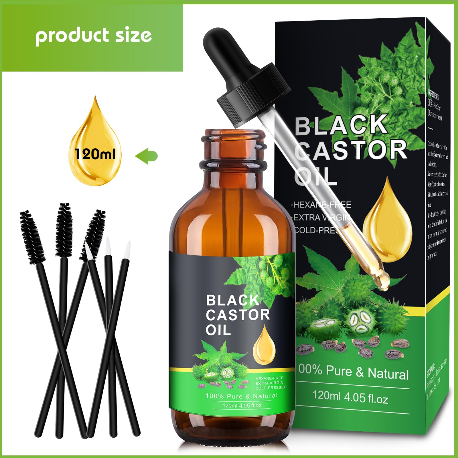 PAVAROP Jamaican Black Castor Oil, Organic Black Castor Oil Cold Pressed in Glass Bottle PAVAROP uk supplements