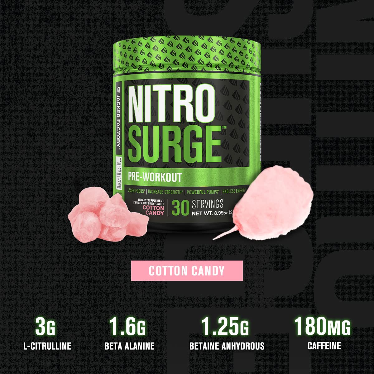 NITROSURGE Pre Workout Supplement - Endless Energy, Instant Strength Gains Jacked Factory uk supplements