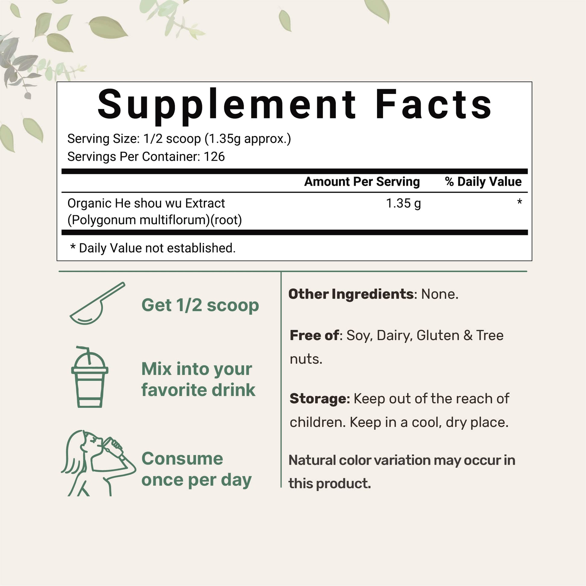 Organic He Shou Wu, Pure Fo Ti Extract Powder, 6 Ounce, Prepared Foti Steaming Micro Ingredients uk supplements