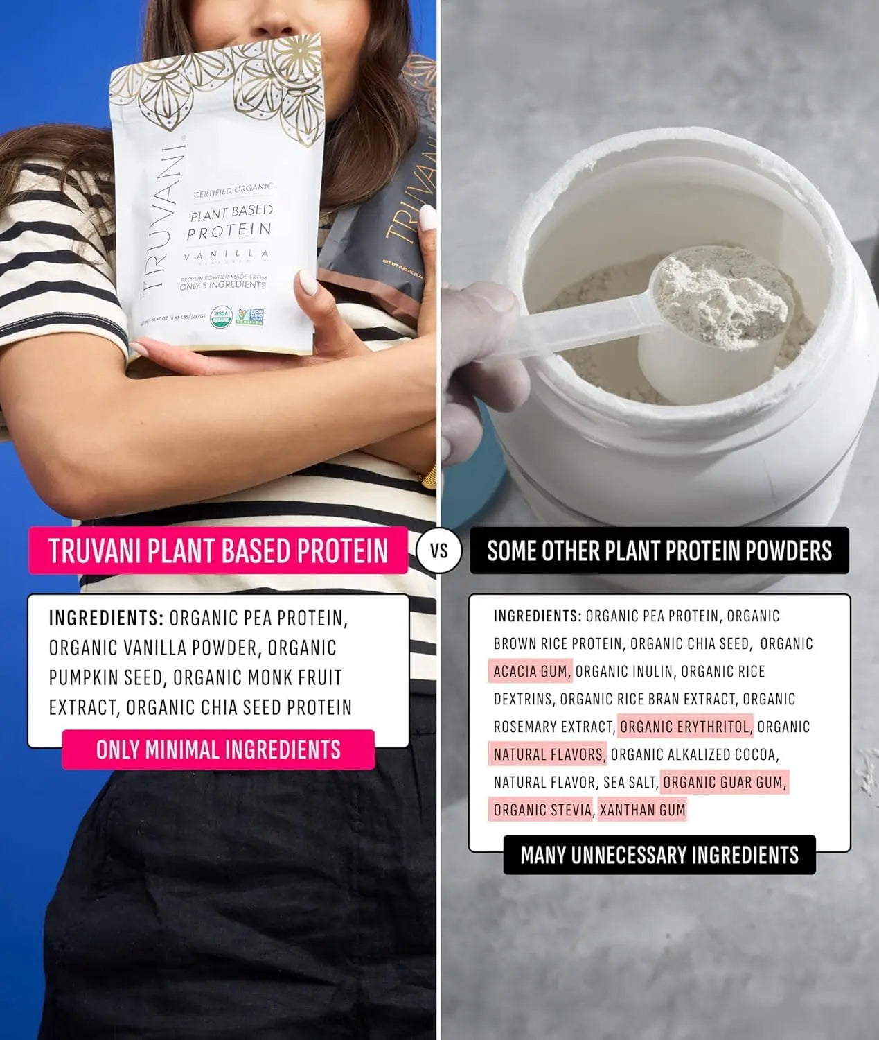 Truvani Organic Plant Based Protein Powder | Vanilla | 20g Pea Protein | 18 Servings | Vegan & Keto | Gluten & Dairy Free | Low Carb | No Added Sugar Truvani uk supplements