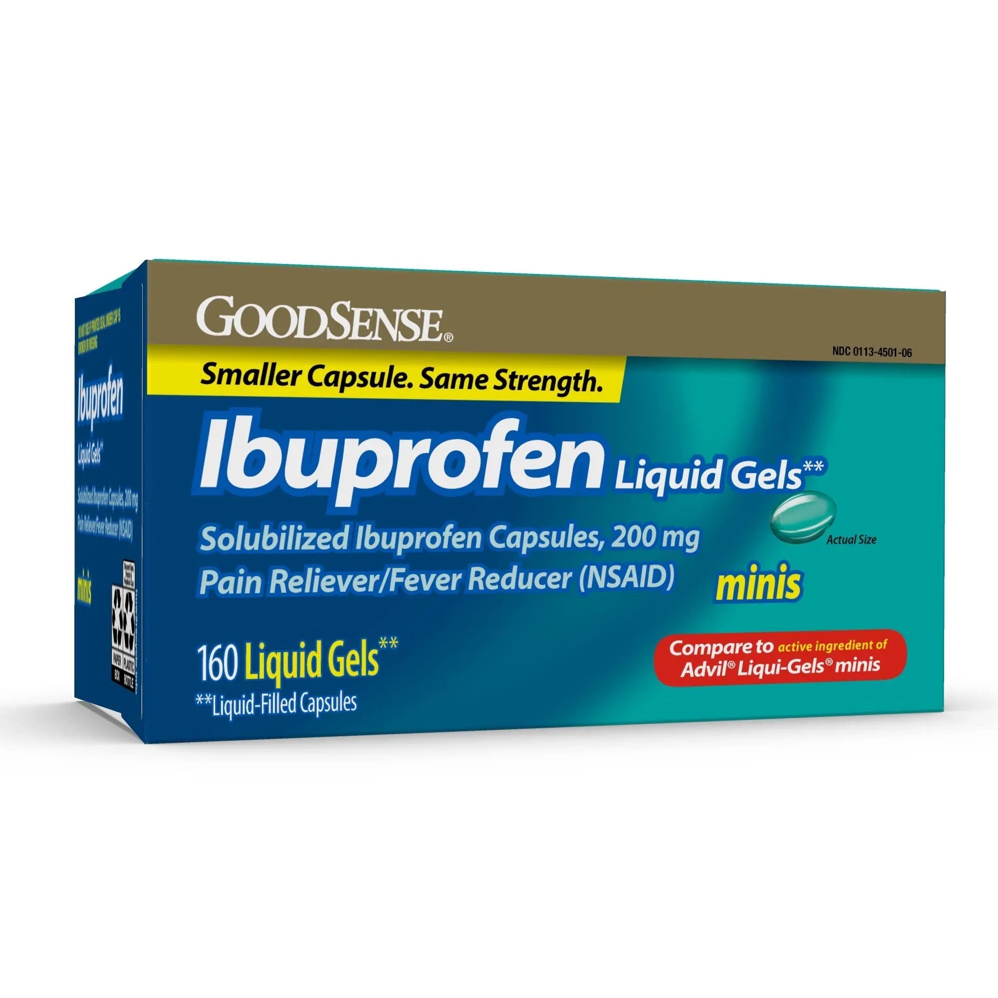 GoodSense Ibuprofen Mini Liquid-Gels, 200 mg, Liquid-Filled Capsules, Pain Reliever and Fever Reducer, 160 Count GoodSense uk supplements