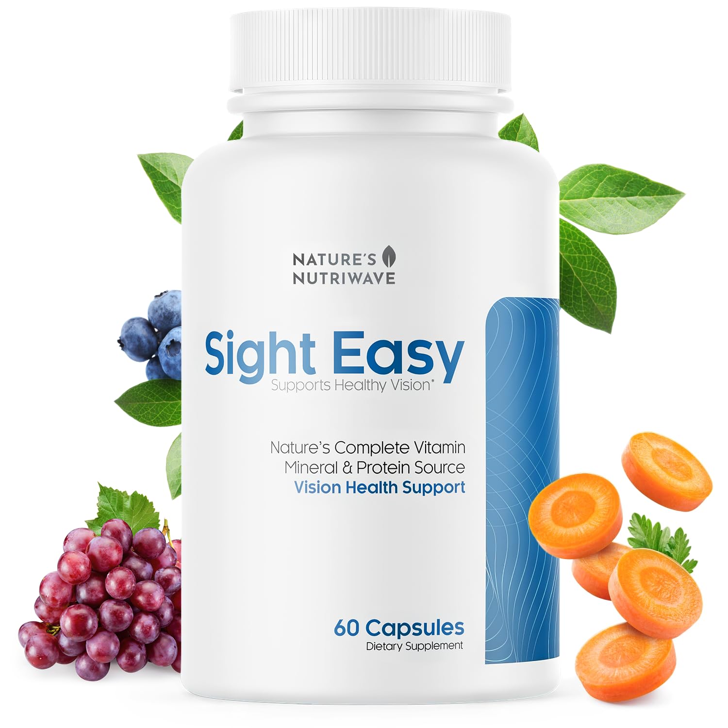 SIGHT EASY - Eye Vitamins & Mineral Supplements with Lutein & Zeaxanthin, Vitamin C, Vitamin E, Zinc and Bilberry for Healthy Vision and Eye Function Support - 60 Capsules, 1 Month Supply Nature’s NutriWave uk supplements
