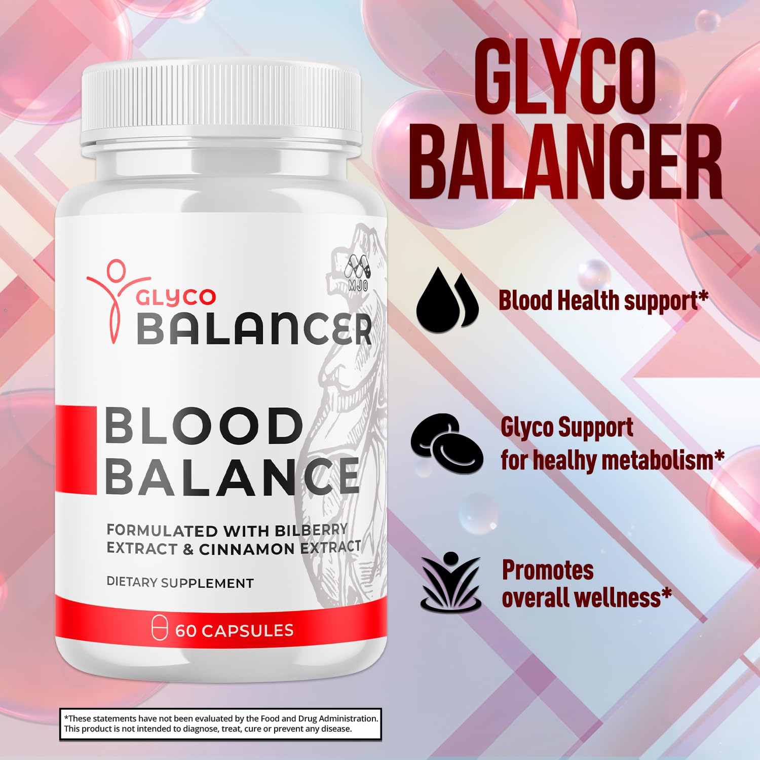 Glyco Balancer Capsules, Official GlycoBalancer Health Support Pills With All Natural Ingredients, Glyco Balancer Advanced Health & Wellness Support with Premium Vitamins for Women & Men (60 Capsules) MJO uk supplements