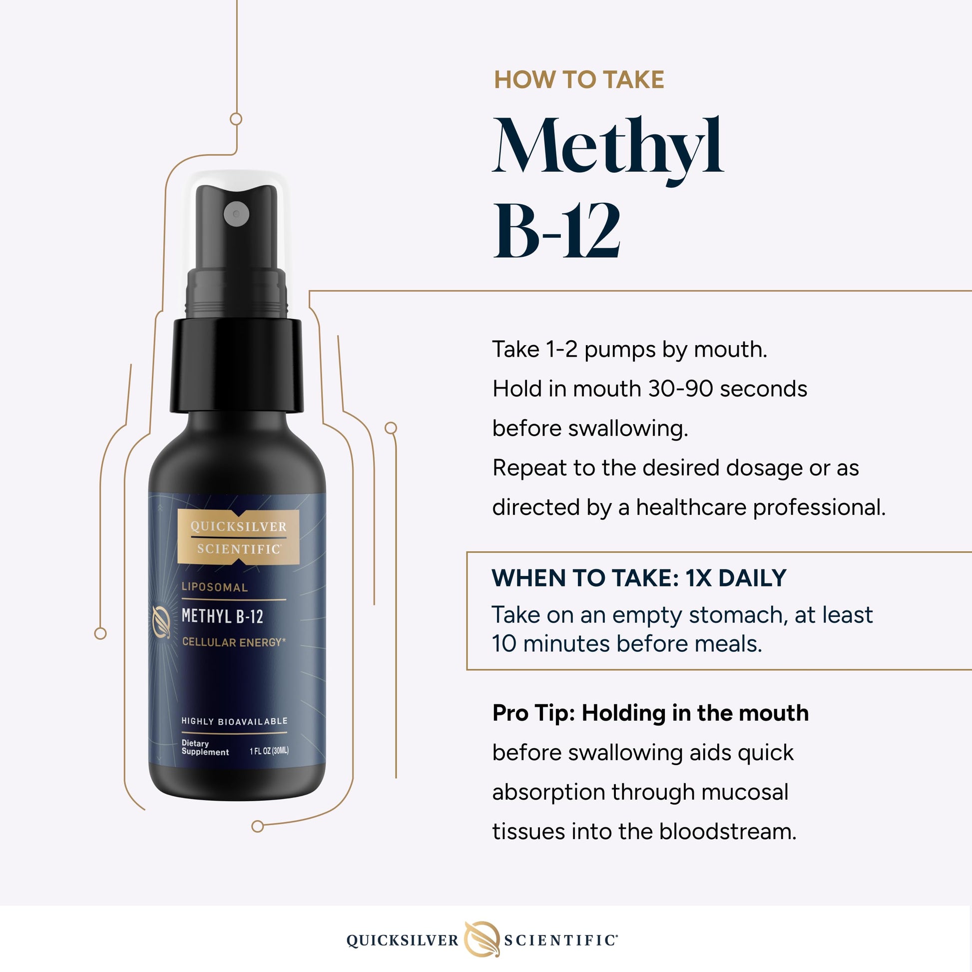 Quicksilver Scientific Methyl B12-1000mcg Vitamin B12 as Methylcobalamin - with Nano Technology for Superior Absorption - Supportive Energy Supplement (30ml / 90 Servings) Quicksilver Scientific uk supplements