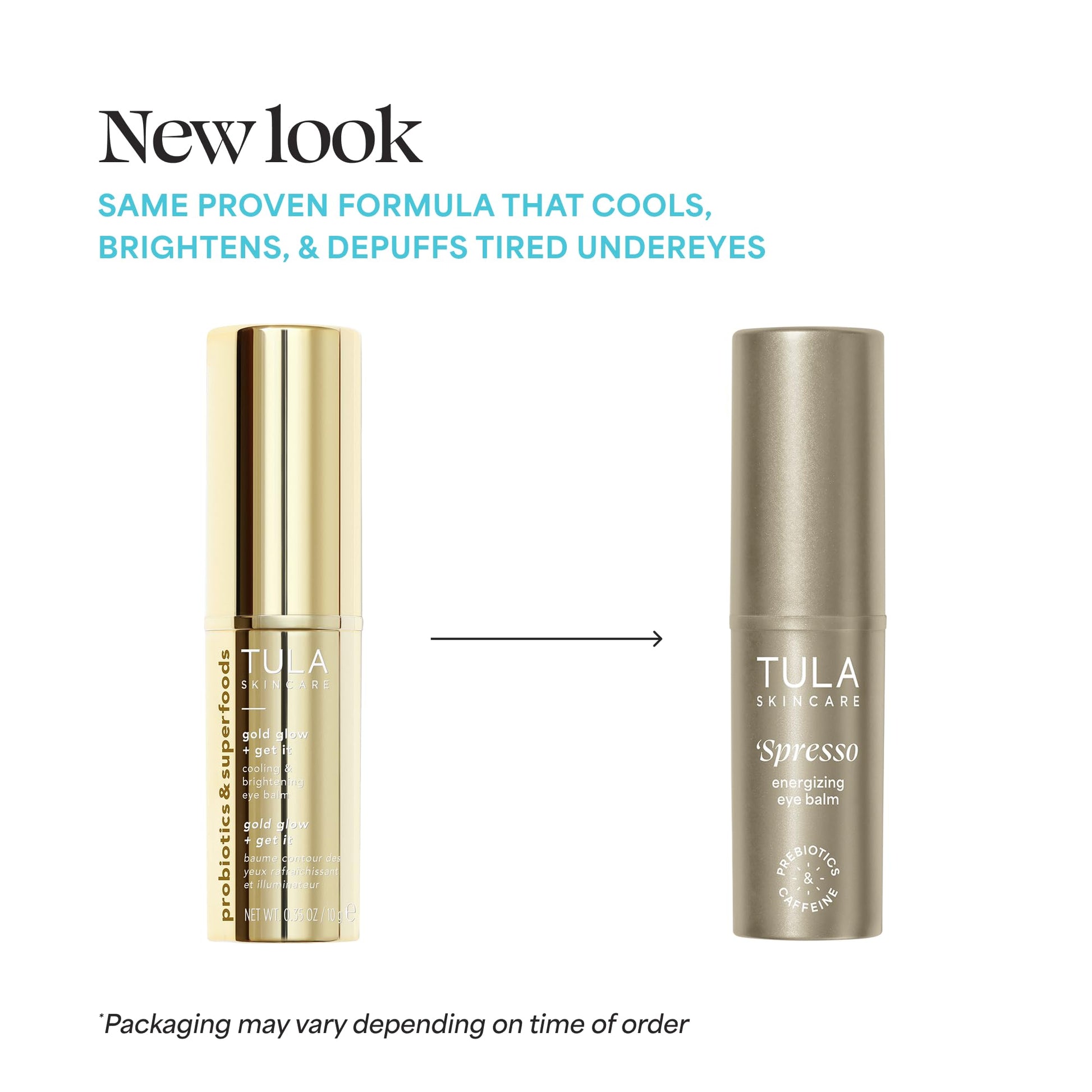 TULA Skin Care ‘Spresso Energizing Eye Balm, Gold Glow - Energizing & Hydrating Caffeine Under Eye Treatment for Dark Circles, Portable and Perfect to Use On-the-go, 0.35 oz. TULA uk supplements