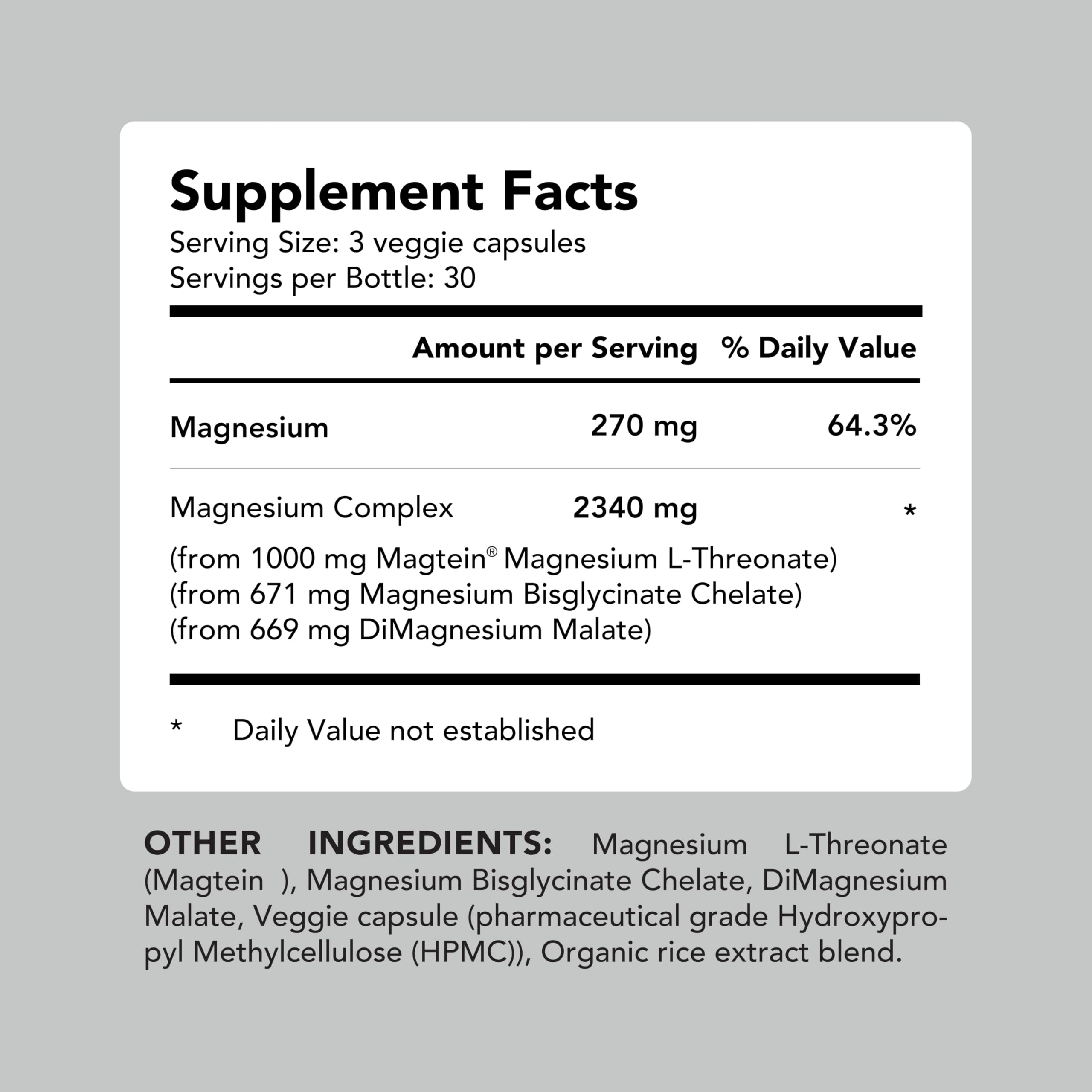 AMANDEAN Magtein Magnesium Complex. L-Threonate, Glycinate, Malate Triple Blend Chelated Magnesium Supplement. 90 Veggie Capsules. High Absorption Branded Ingredients. Brain Health, Sleep, Calm*. AMANDEAN uk supplements