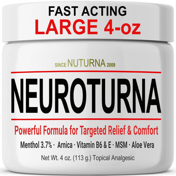 Nuturna Nerve Cream - Fast Acting Comfort for Feet, Hands, Legs & Toes - Ultra Strength Menthol, Arnica, Aloe Vera, MSM - Cooling Soothing Comfort - Non-Greasy, Paraben-Free - 4 oz Nuturna uk supplements