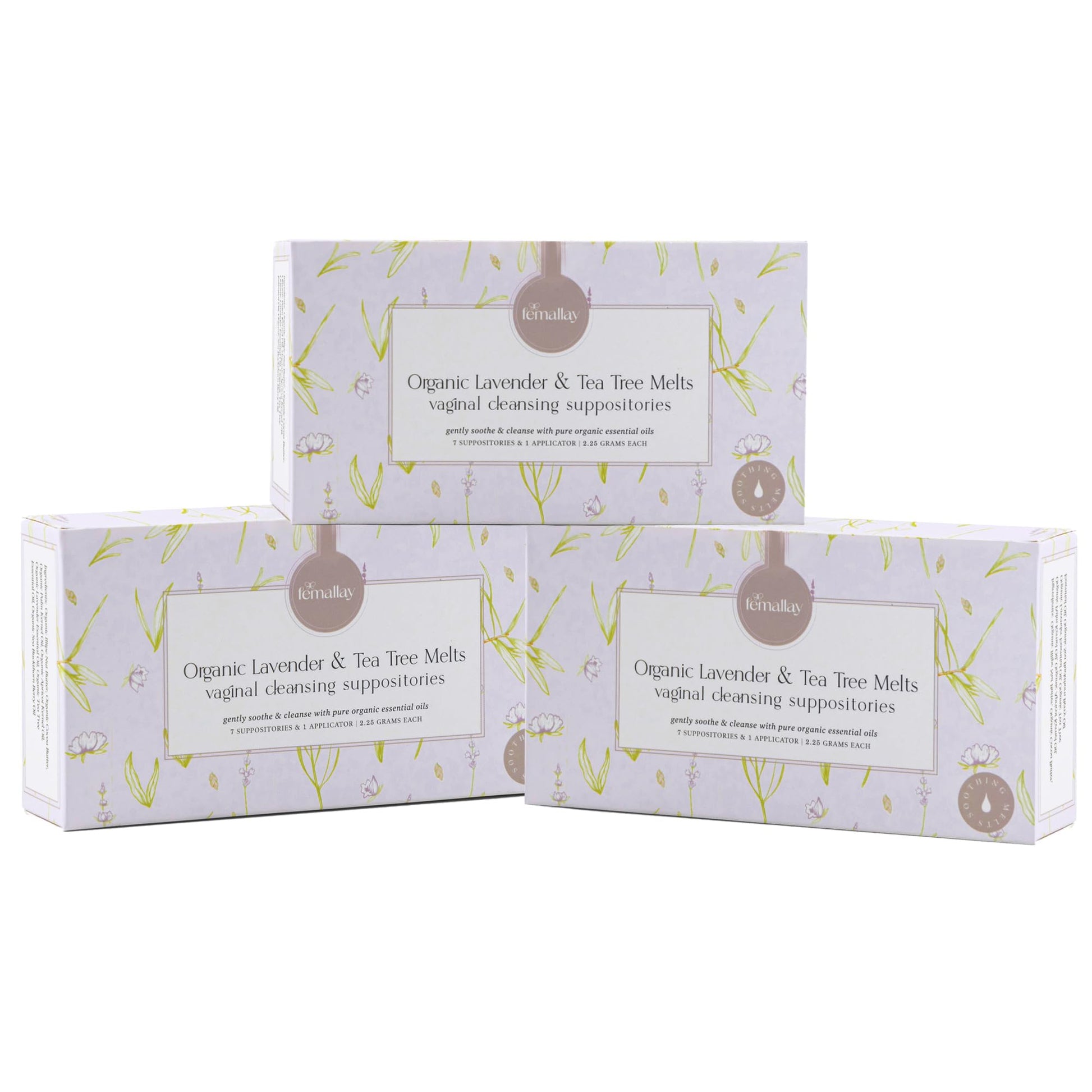Femallay Lavender and Tea Tree Oil Vaginal Cleansing Suppositories for Hygiene, 100% Natural Melts Femallay uk supplements