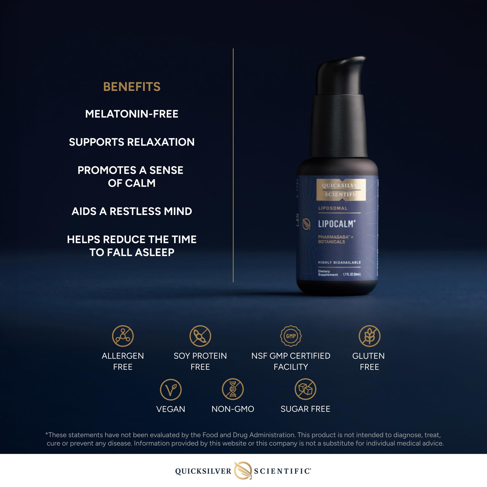 Quicksilver Scientific LipoCalm - Liposomal GABA with Herbs for Relaxation Support - Chamomile, Passionflower Herb & Skullcap Supplement for Peace of Mind & Sleep Calm Support (1.7oz / 50ml) Quicksilver Scientific uk supplements