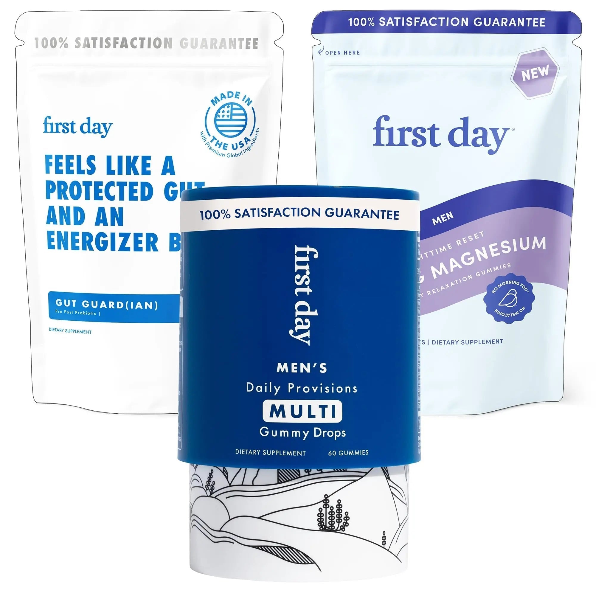 FIRST DAY Men’s Wellness Bundle with Multivitamins, Tribiotics & Calming Magnesium Gummies – Supports Nutrition, Immune & Digestive Health FIRST DAY uk supplements