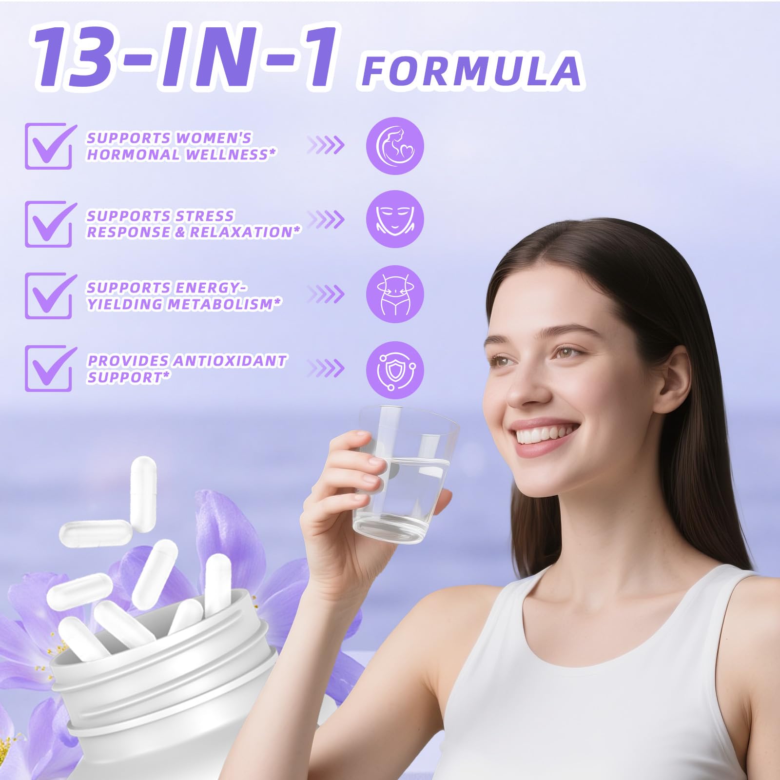 13-in-1 Myo Inositol & D-Chiro Inositol for Women PCOS,Hormonal Balance,2460mg-40:1 Ratio,Ovarian Health&Cycle Support Supplement Plus Alpha Lipoic Acid/Folate/Vitex/Magnesium/Multivitamin,120 Veg Cap Bebien fit uk supplements