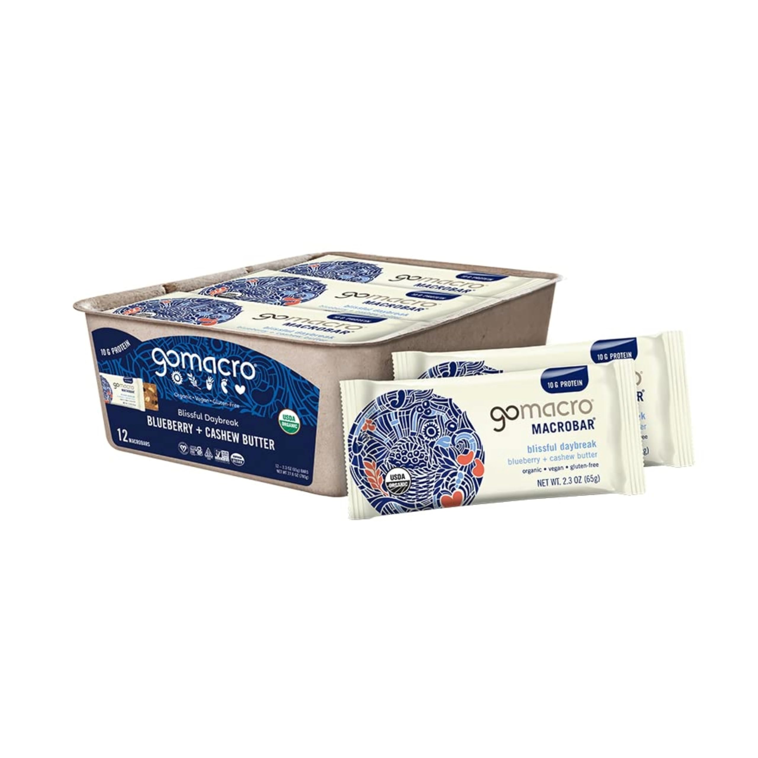 GoMacro Macrobar Organic Vegan Protein Bars - Blueberry + Cashew Butter , 2.3 Ounce GoMacro uk supplements