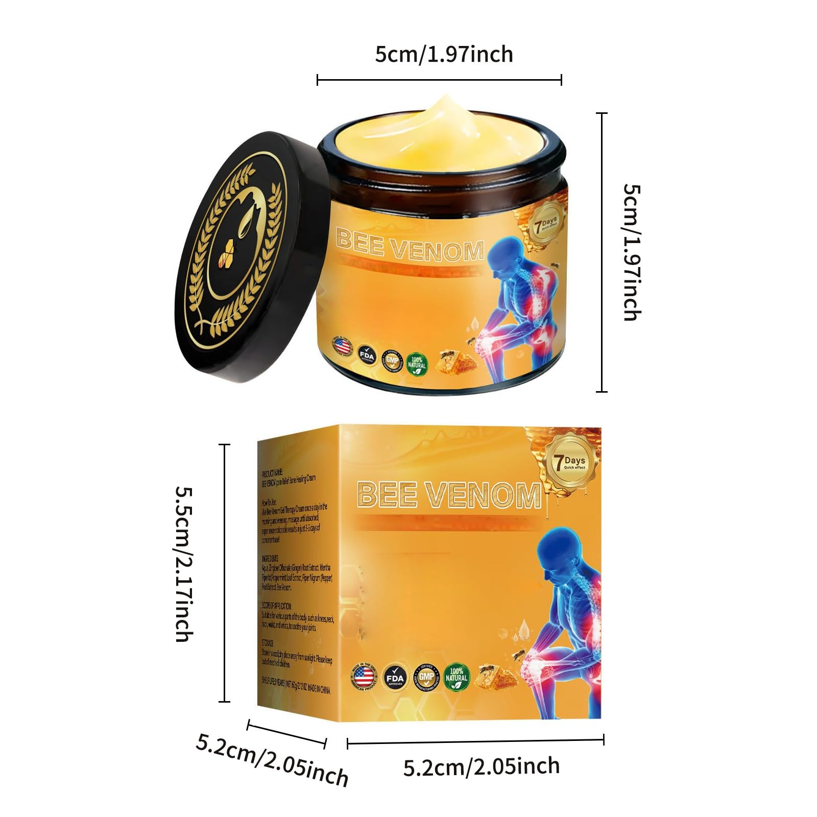 2 Pcs Bee Venom Joint Treatment Cream, Throughout Release Joint Activities Muscle and Massage Relief Gel. Yaper uk supplements